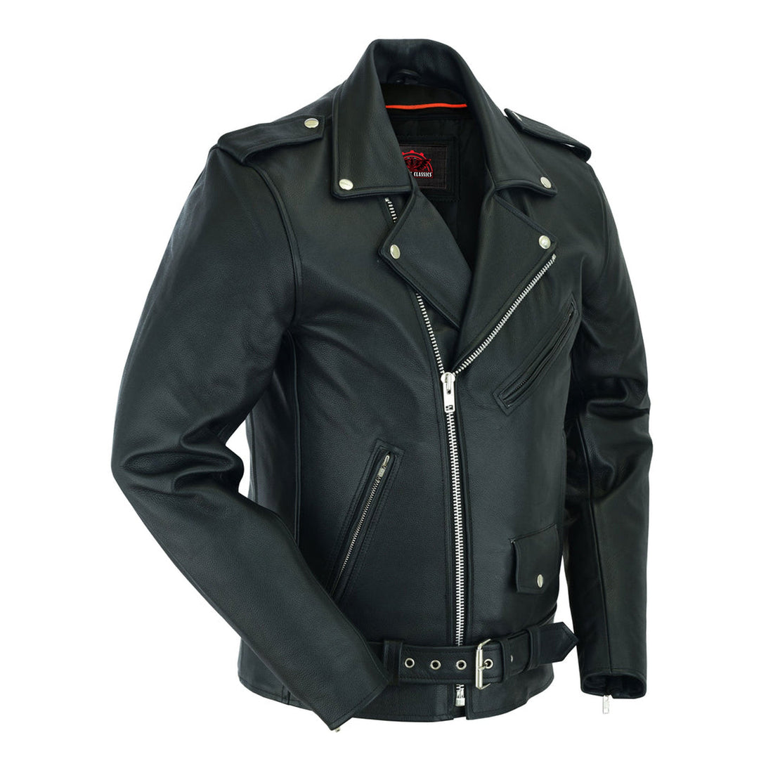 RC712TALL Men's Classic Plain Side Police Style M/C Jacket - TALL