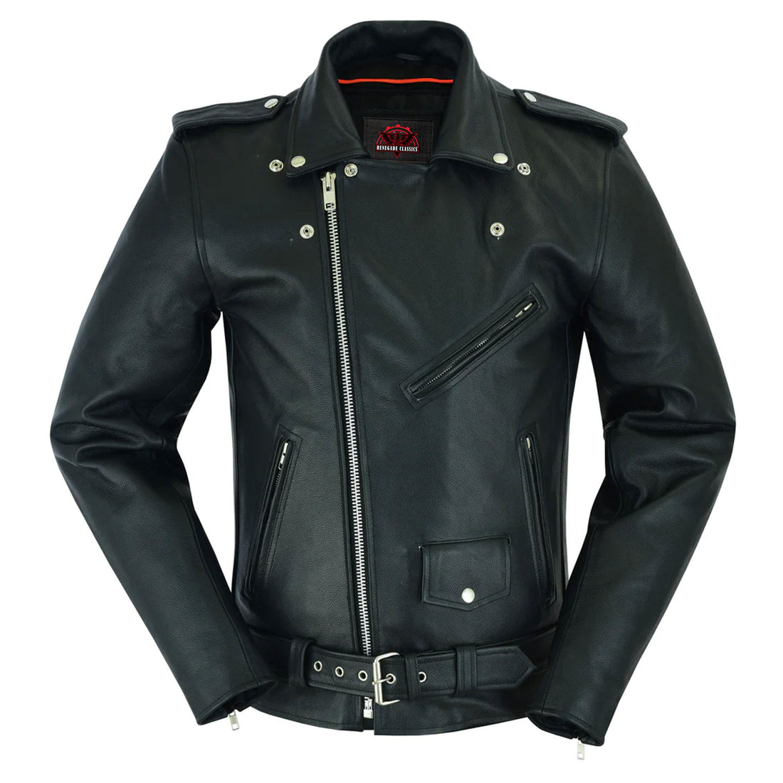 RC712TALL Men's Classic Plain Side Police Style M/C Jacket - TALL