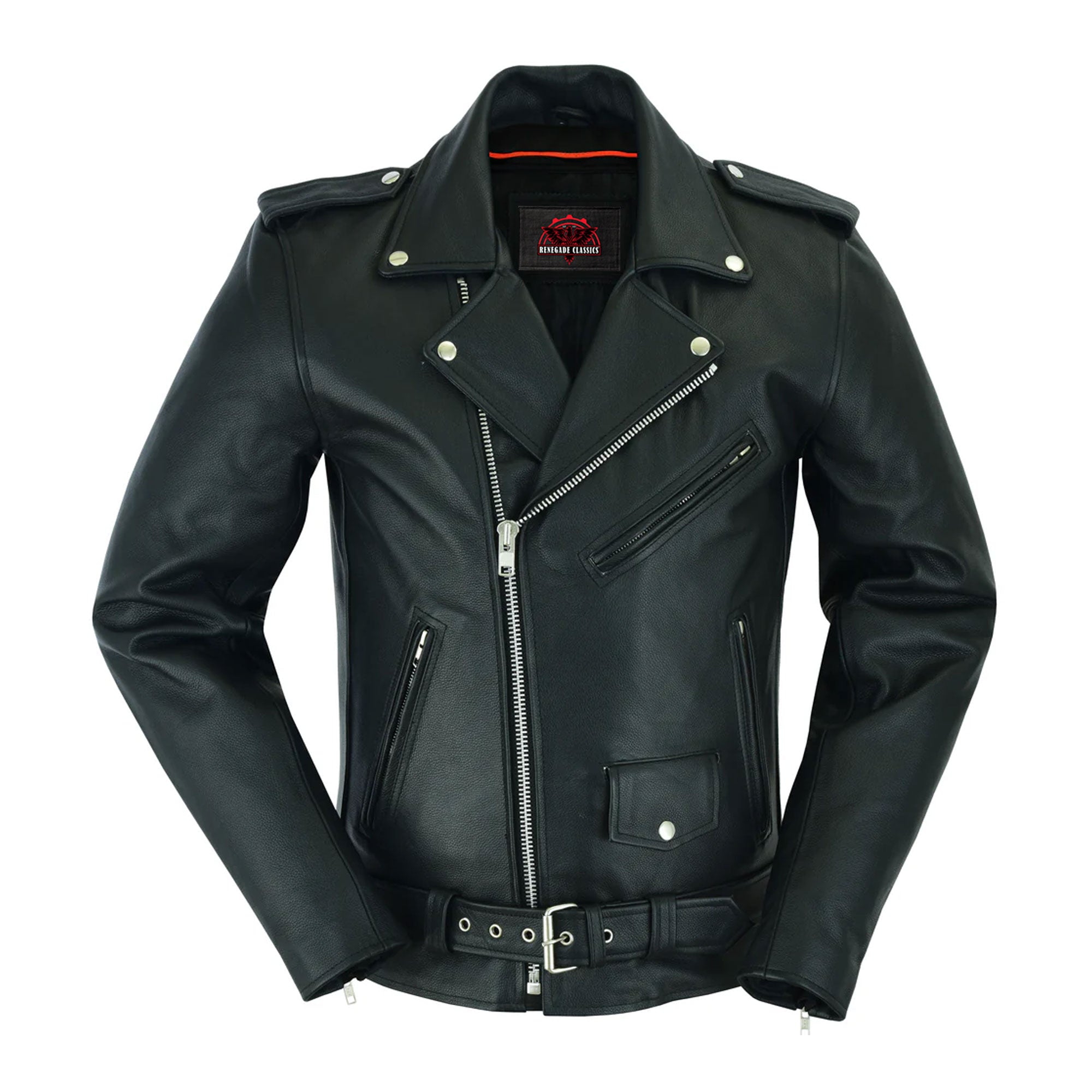 RC712TALL Men's Classic Plain Side Police Style M/C Jacket - TALL