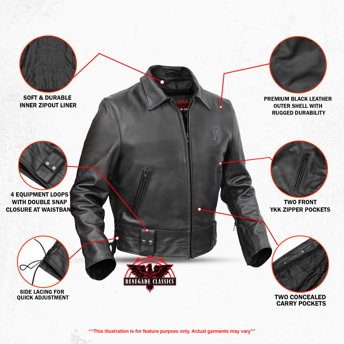 Crime Stop – Men’s Leather Motorcycle Jacket
