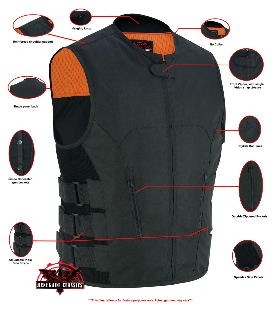RC112BK Men's Textile Updated SWAT Team Style Vest