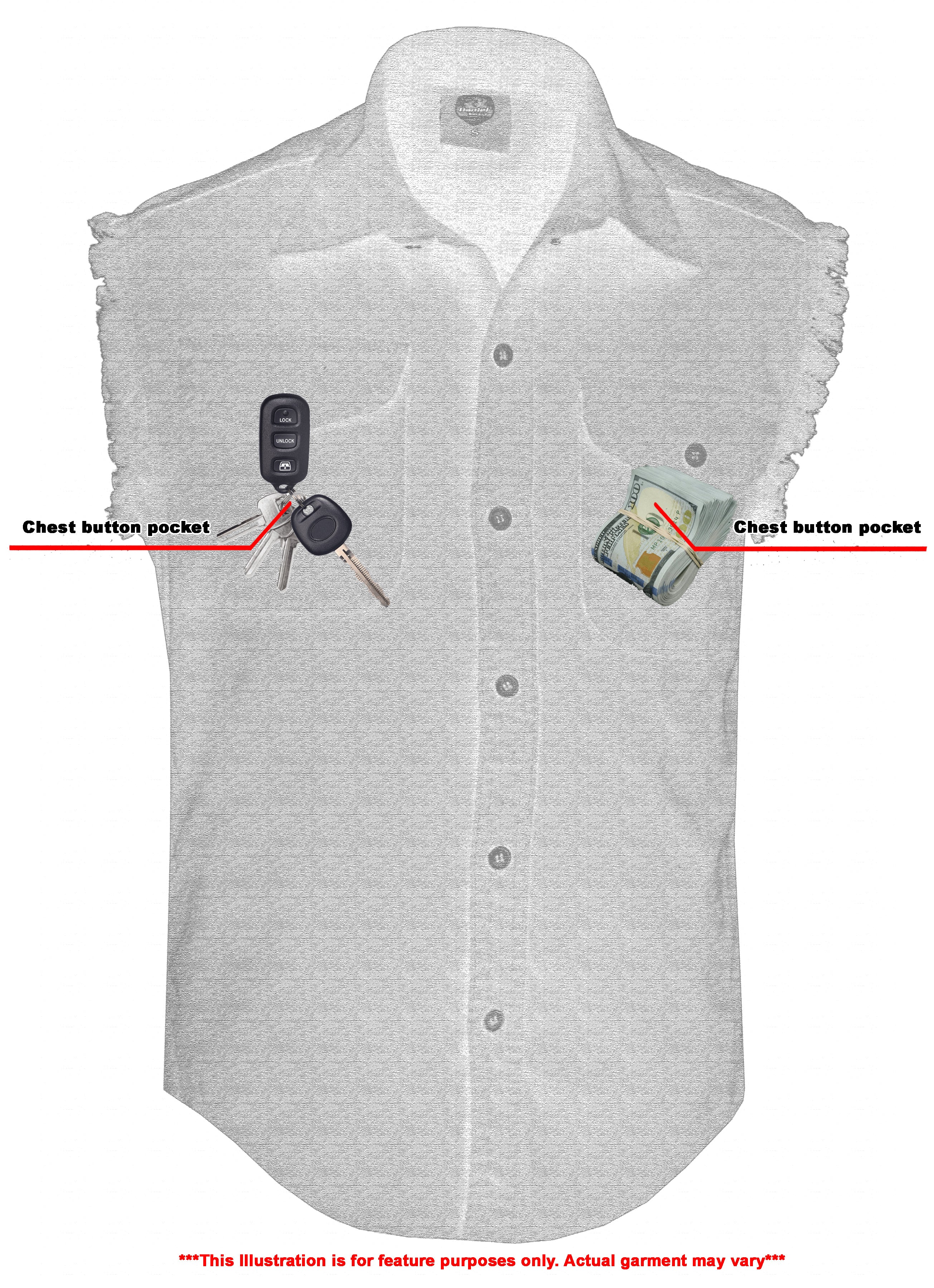 RM6001 Men's Black Lightweight Sleeveless Denim Shirt