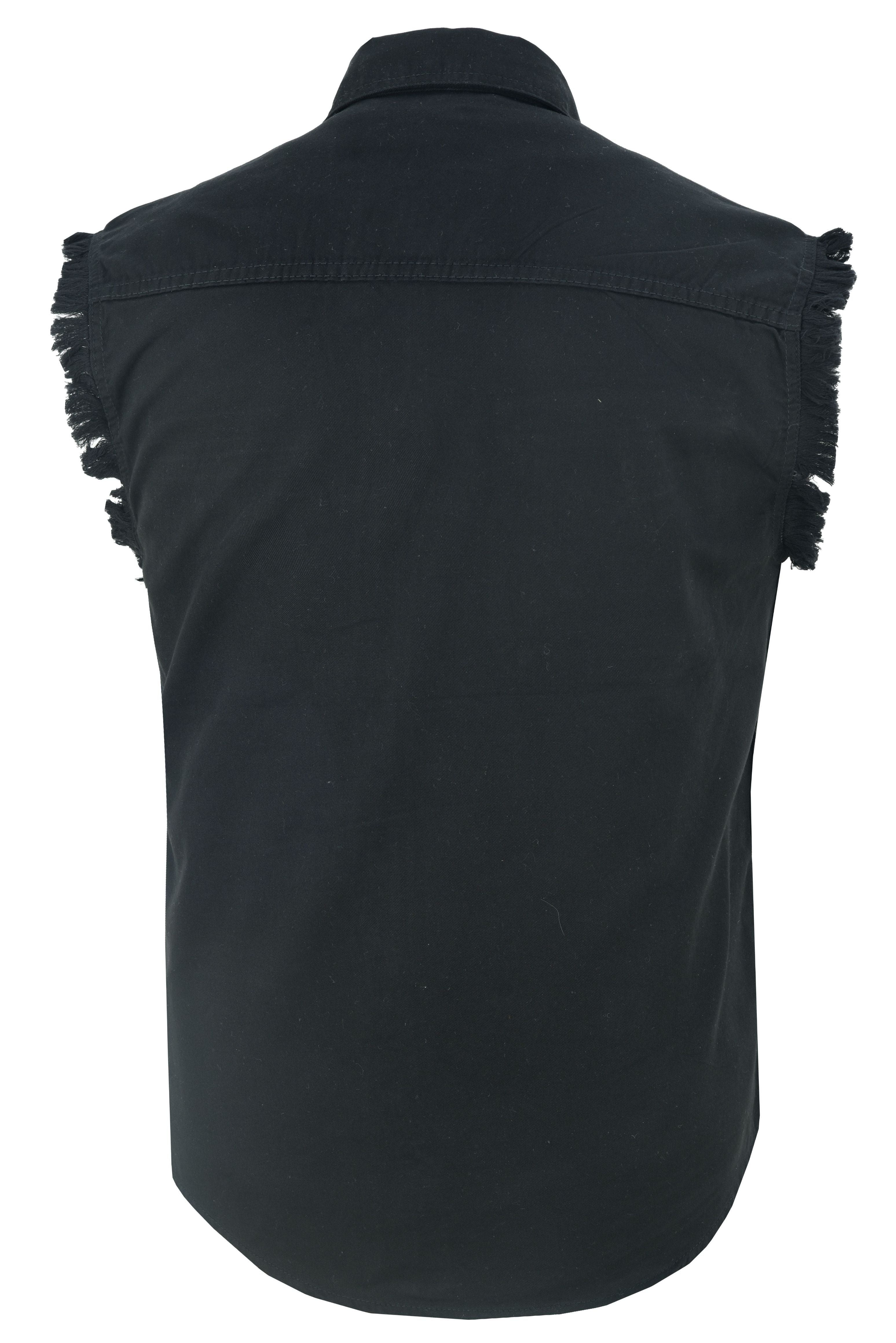 RM6001 Men's Black Lightweight Sleeveless Denim Shirt