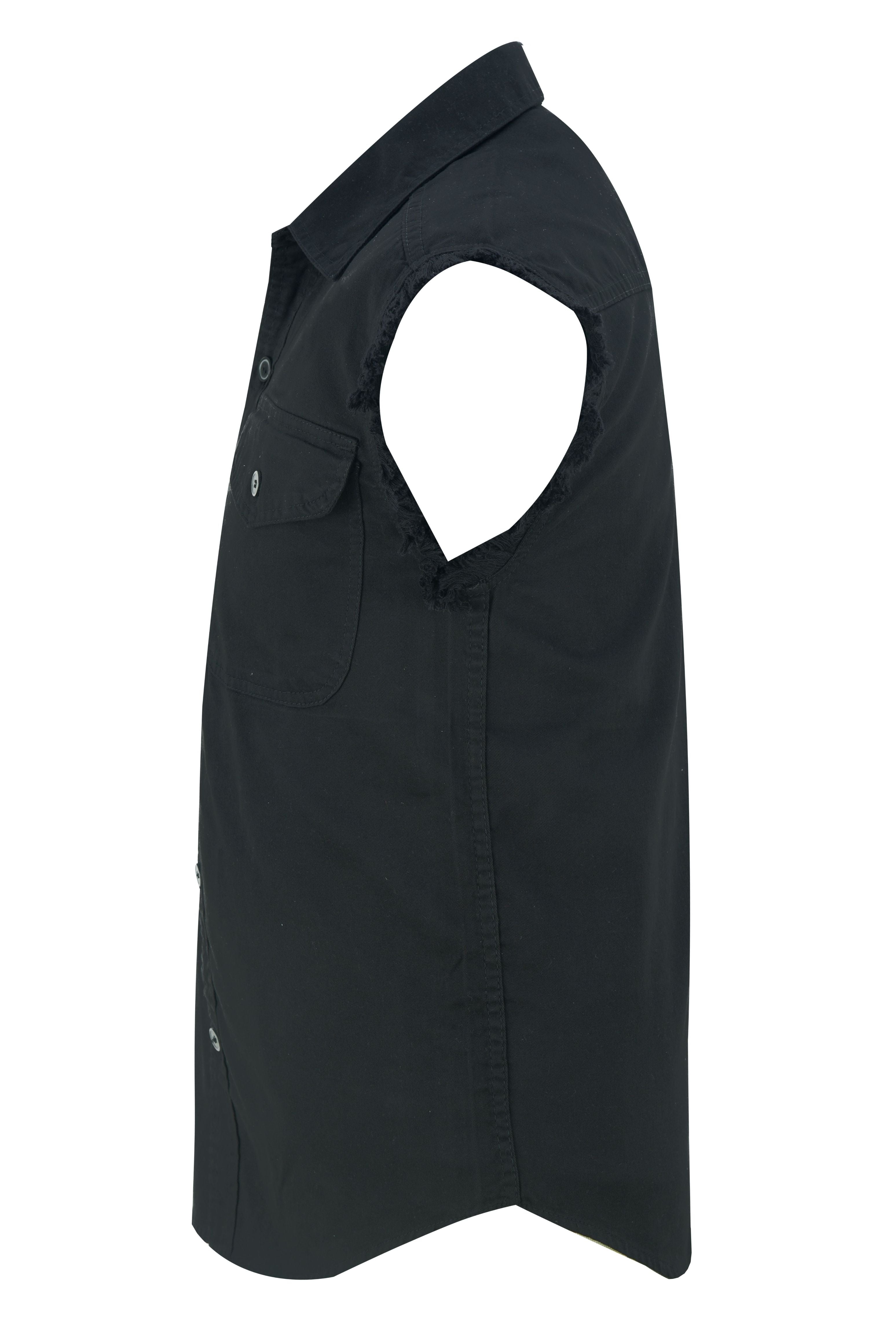 RM6001 Men's Black Lightweight Sleeveless Denim Shirt