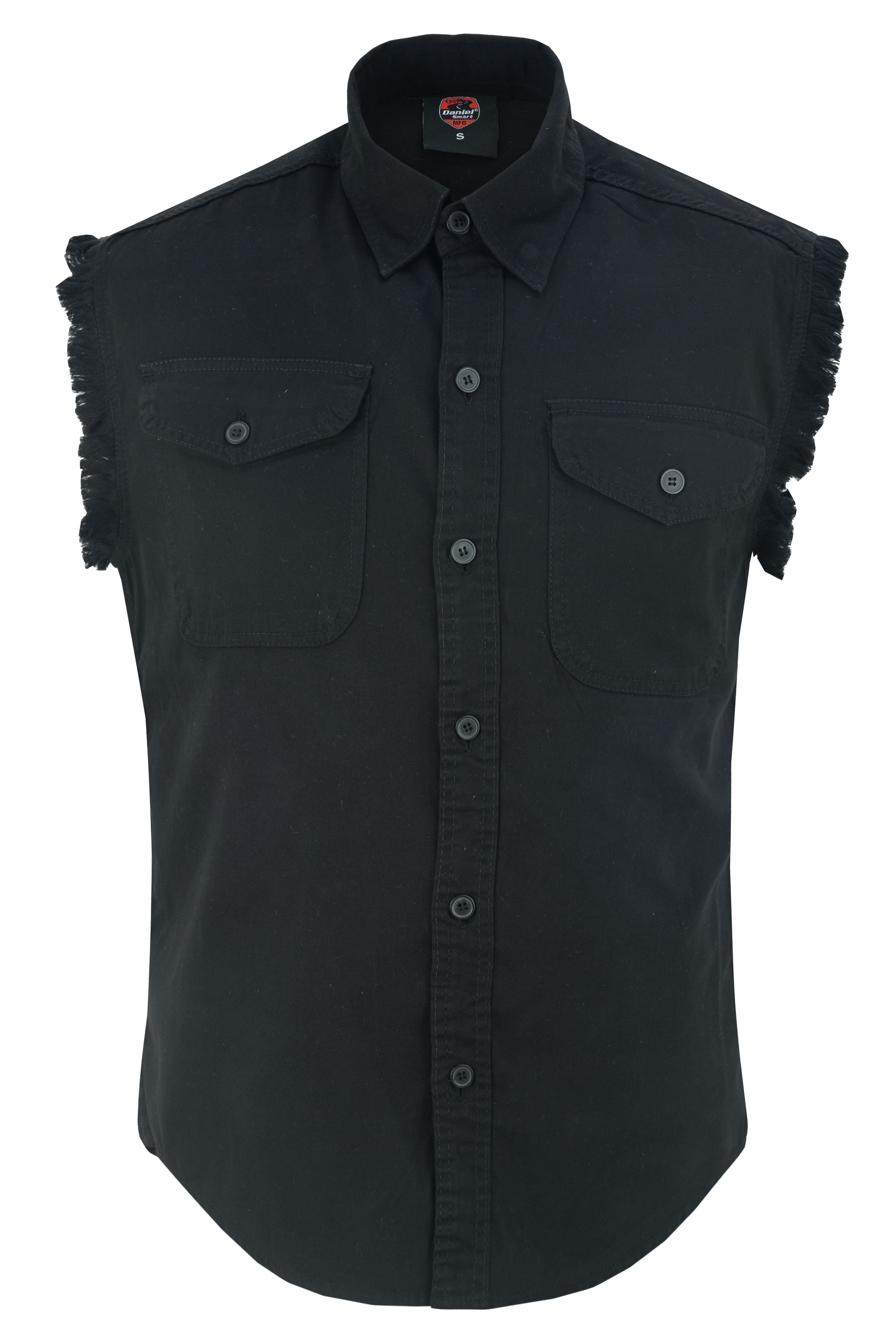 RM6001 Men's Black Lightweight Sleeveless Denim Shirt