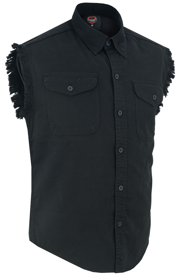 RM6001 Men's Black Lightweight Sleeveless Denim Shirt