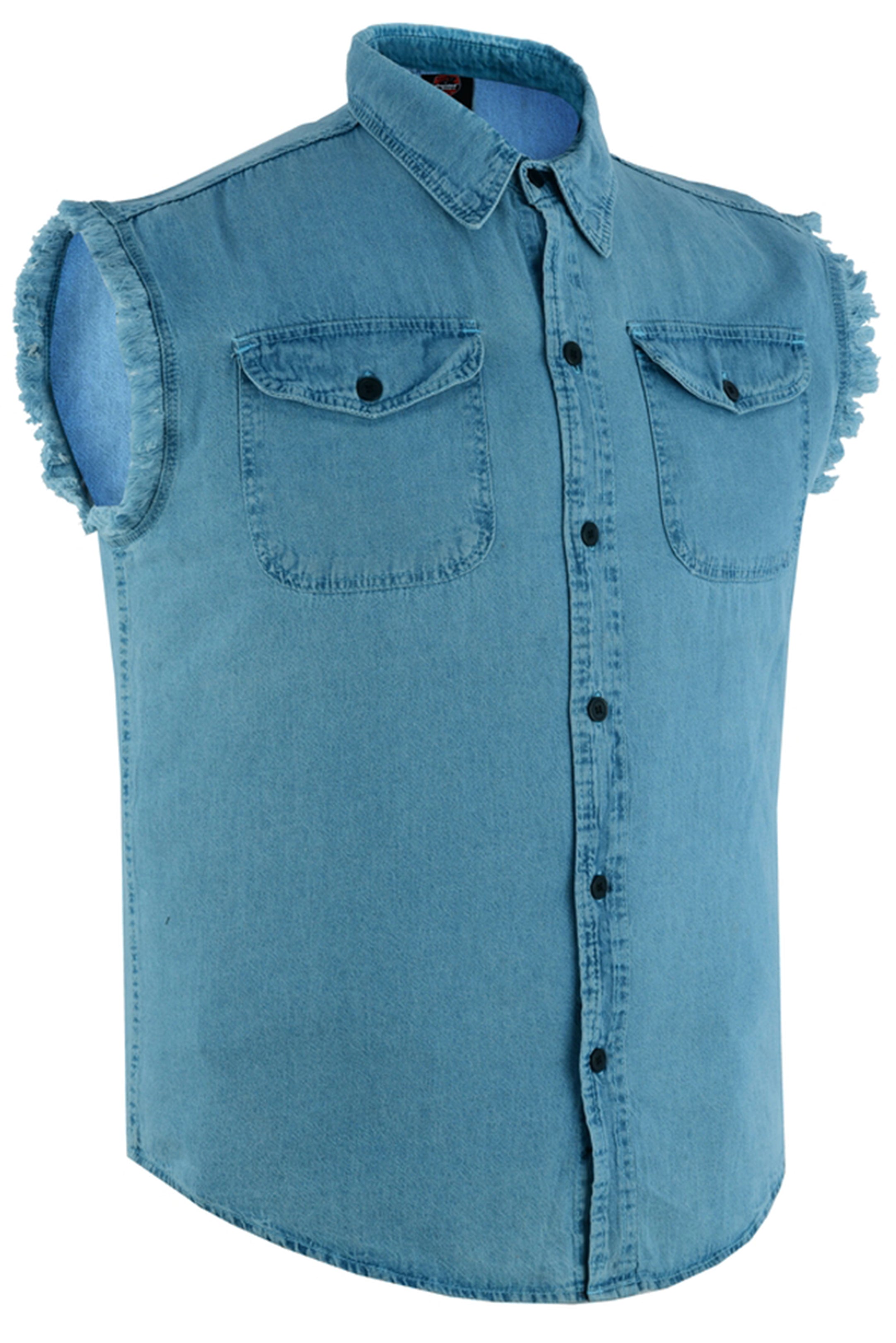RM6002 Men's Blue Lightweight Sleeveless Denim Shirt