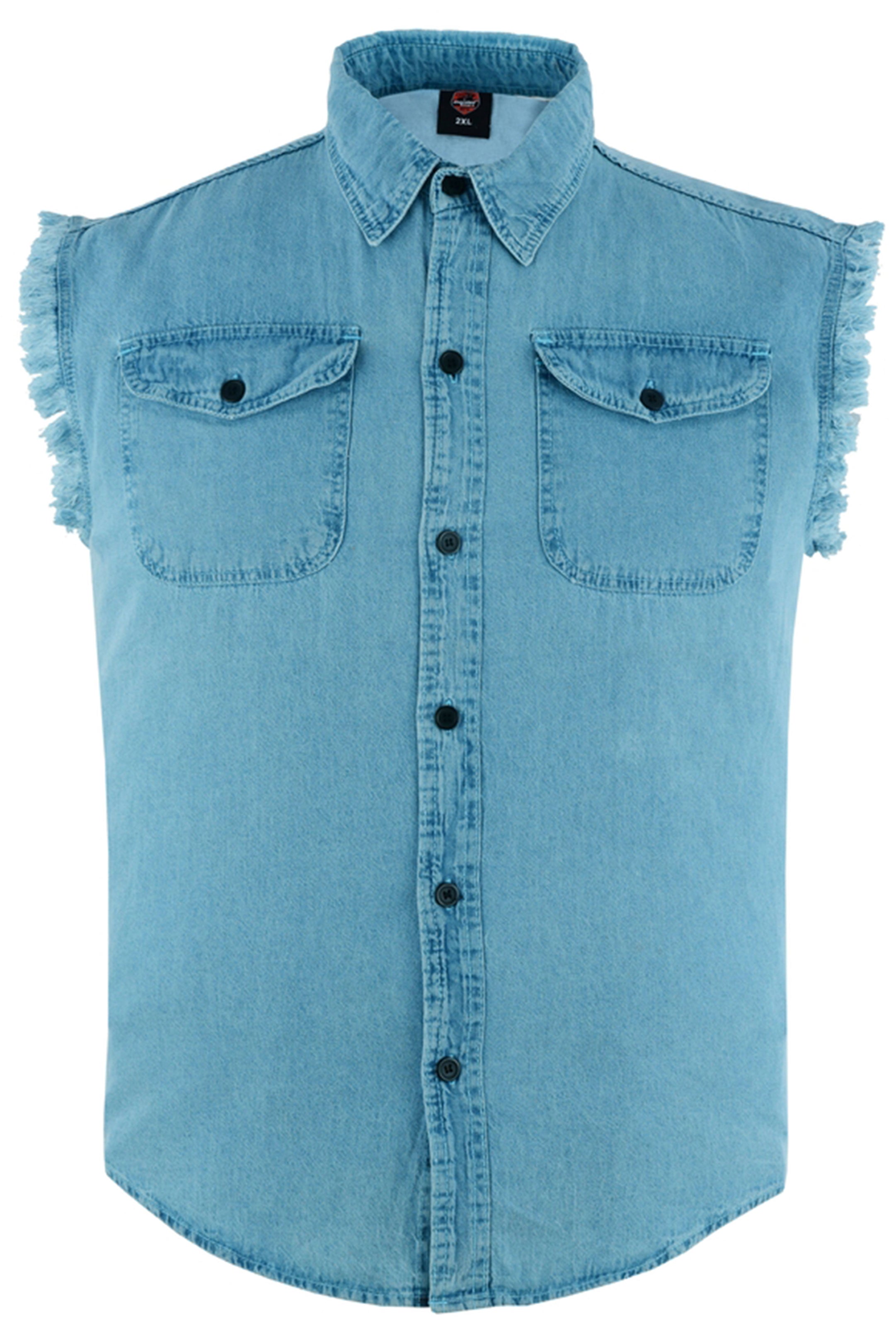 RM6002 Men's Blue Lightweight Sleeveless Denim Shirt
