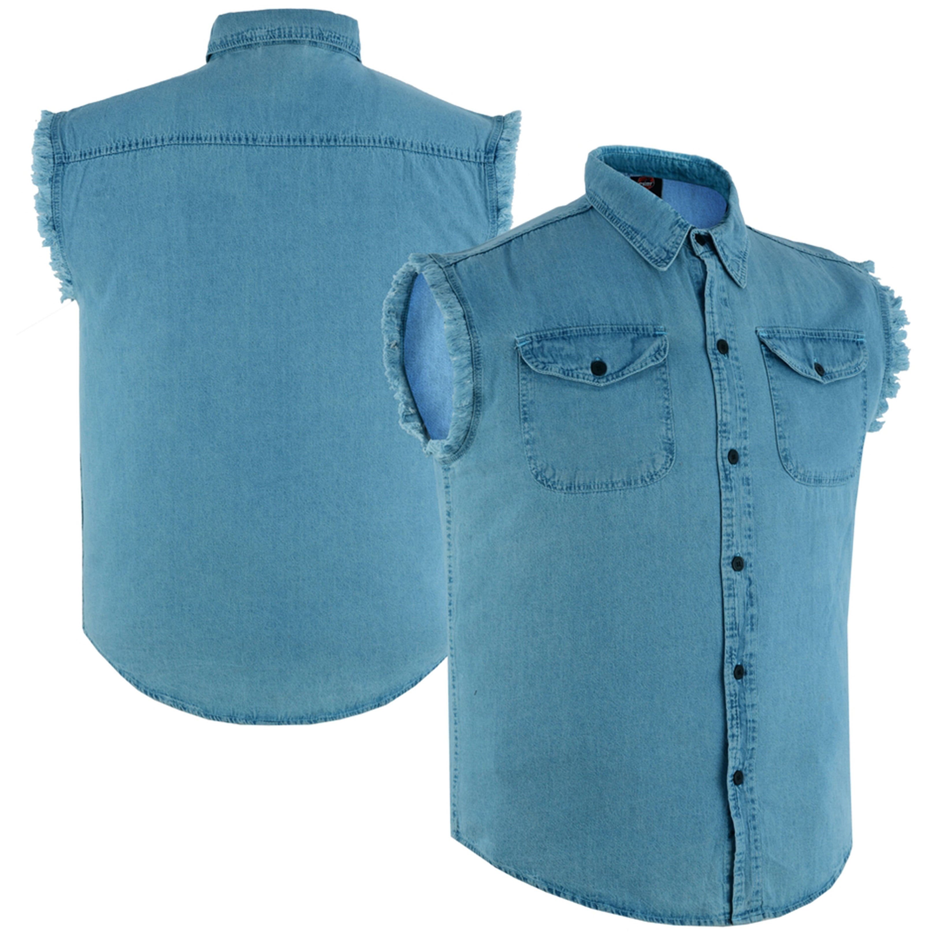 RM6002 Men's Blue Lightweight Sleeveless Denim Shirt