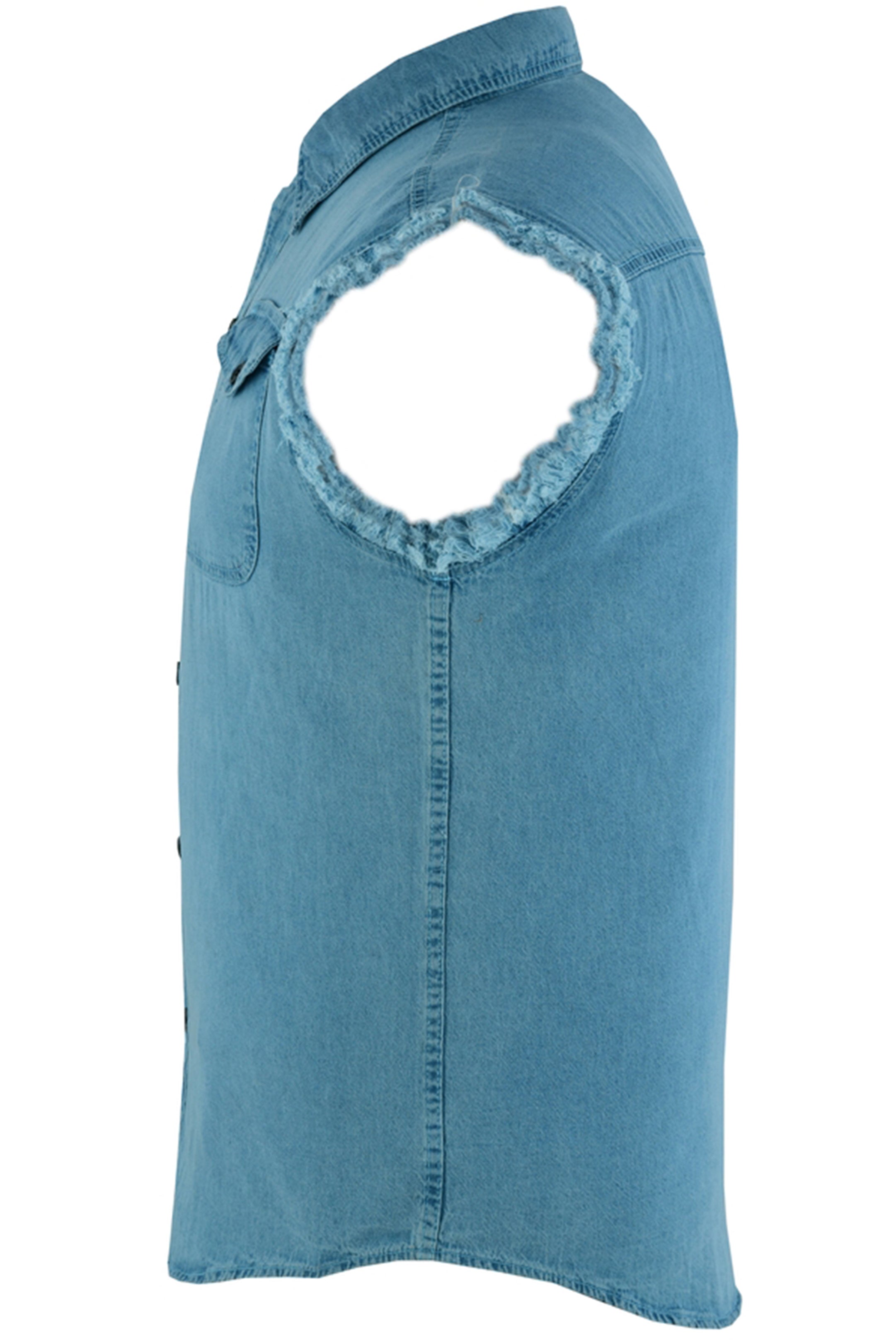 RM6002 Men's Blue Lightweight Sleeveless Denim Shirt