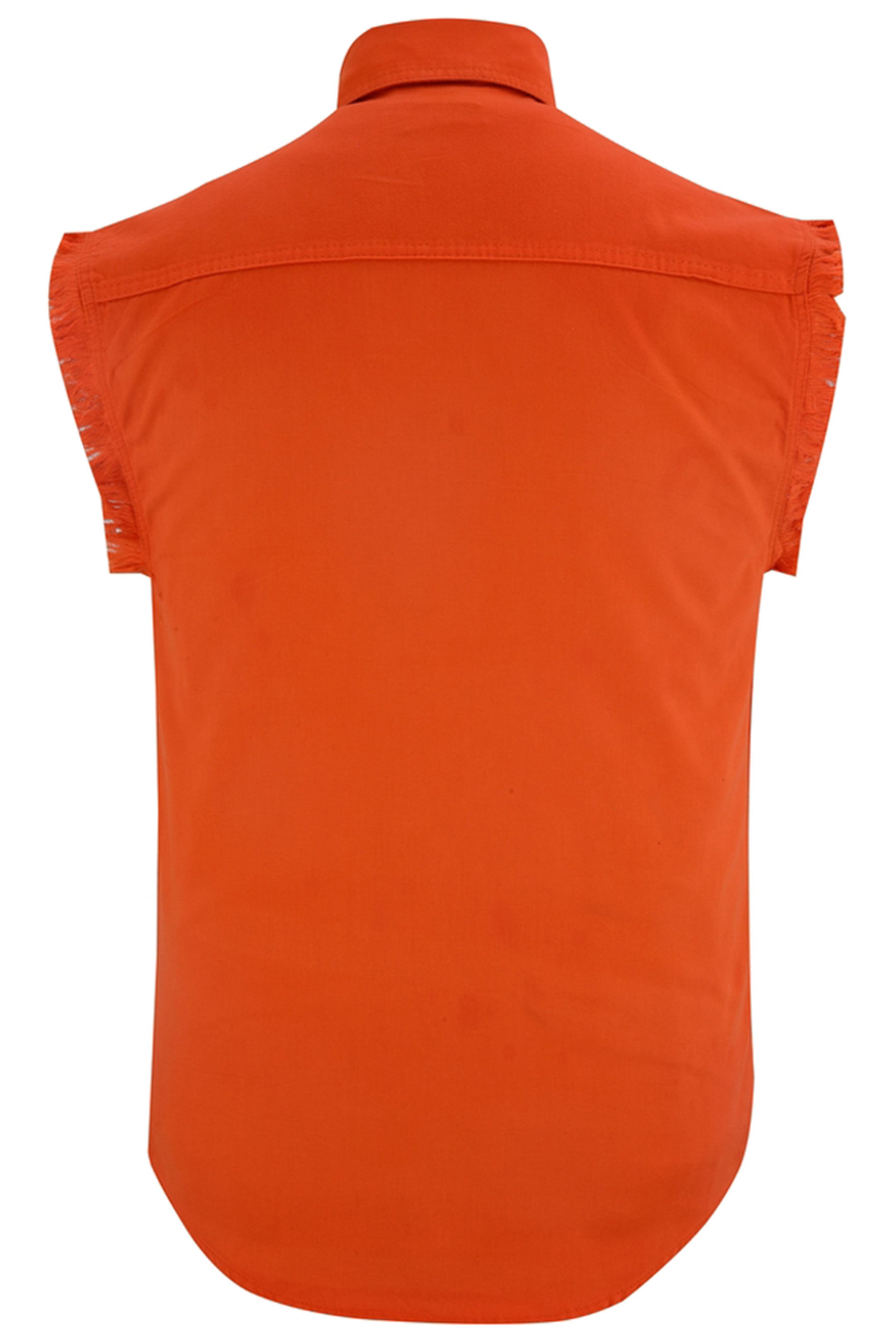 RM6003 Men's Orange Lightweight Sleeveless Denim Shirt