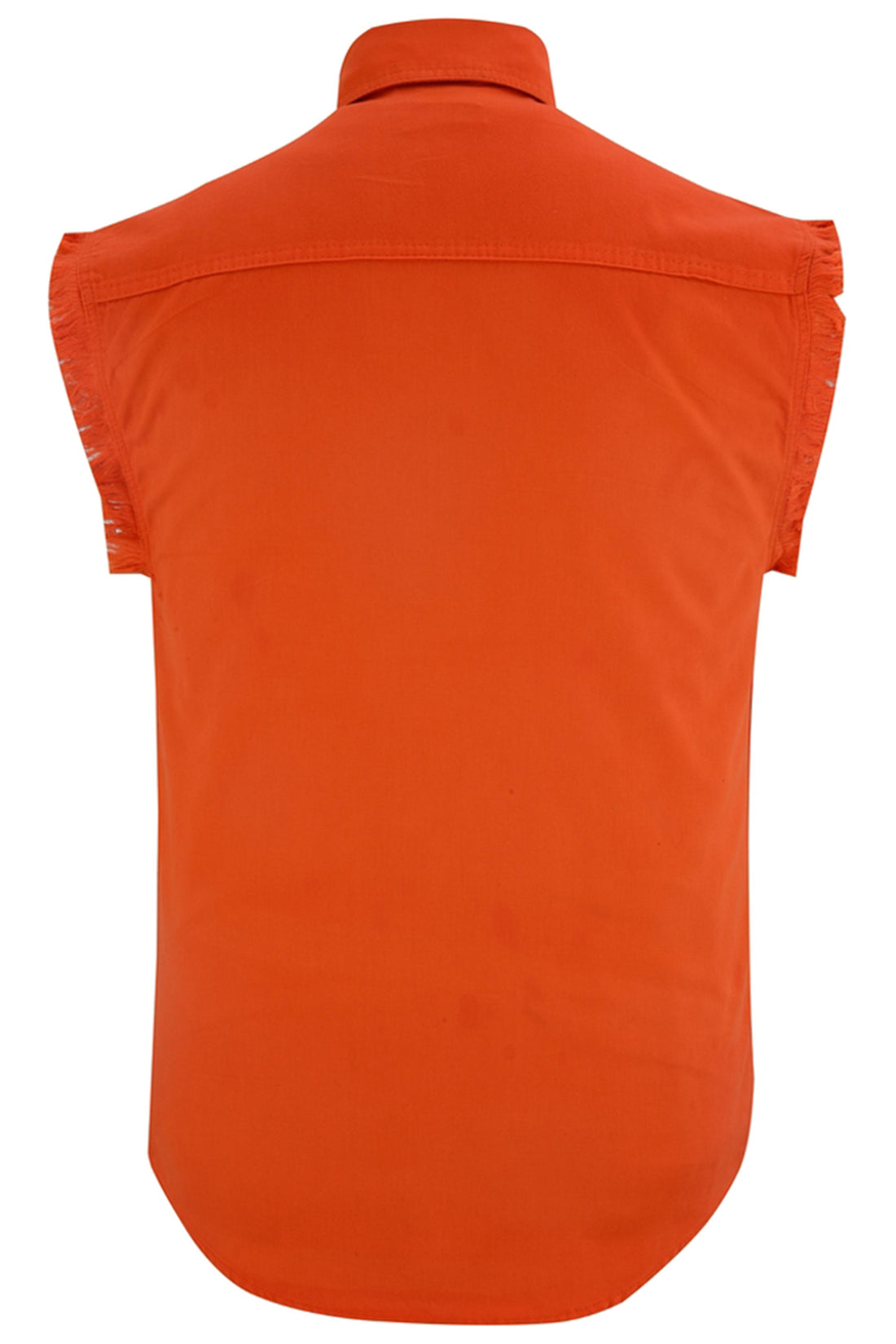 RM6003 Men's Orange Lightweight Sleeveless Denim Shirt