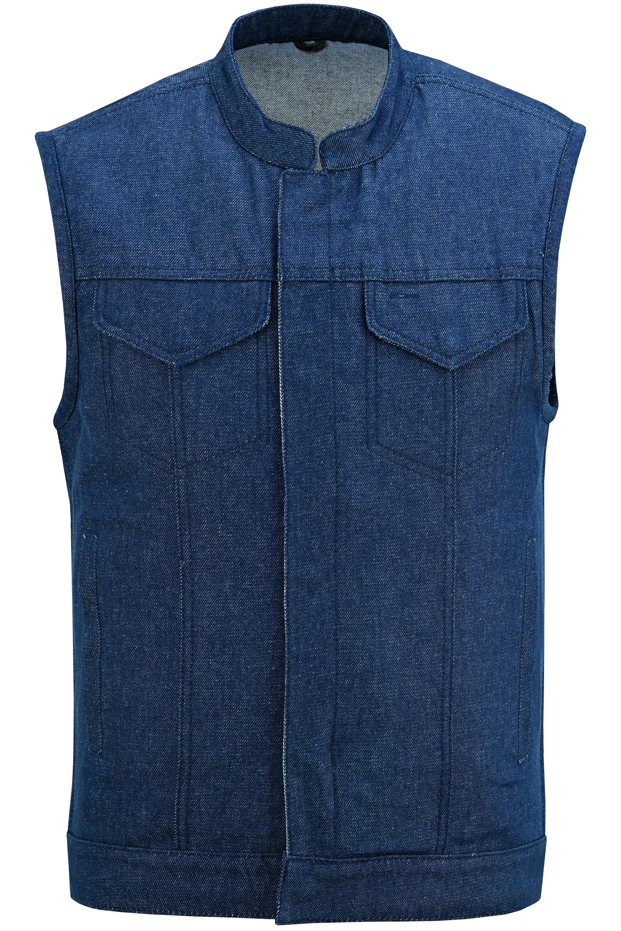 RM976 Men's Blue Rough Rub-Off Raw Finish Denim Vest