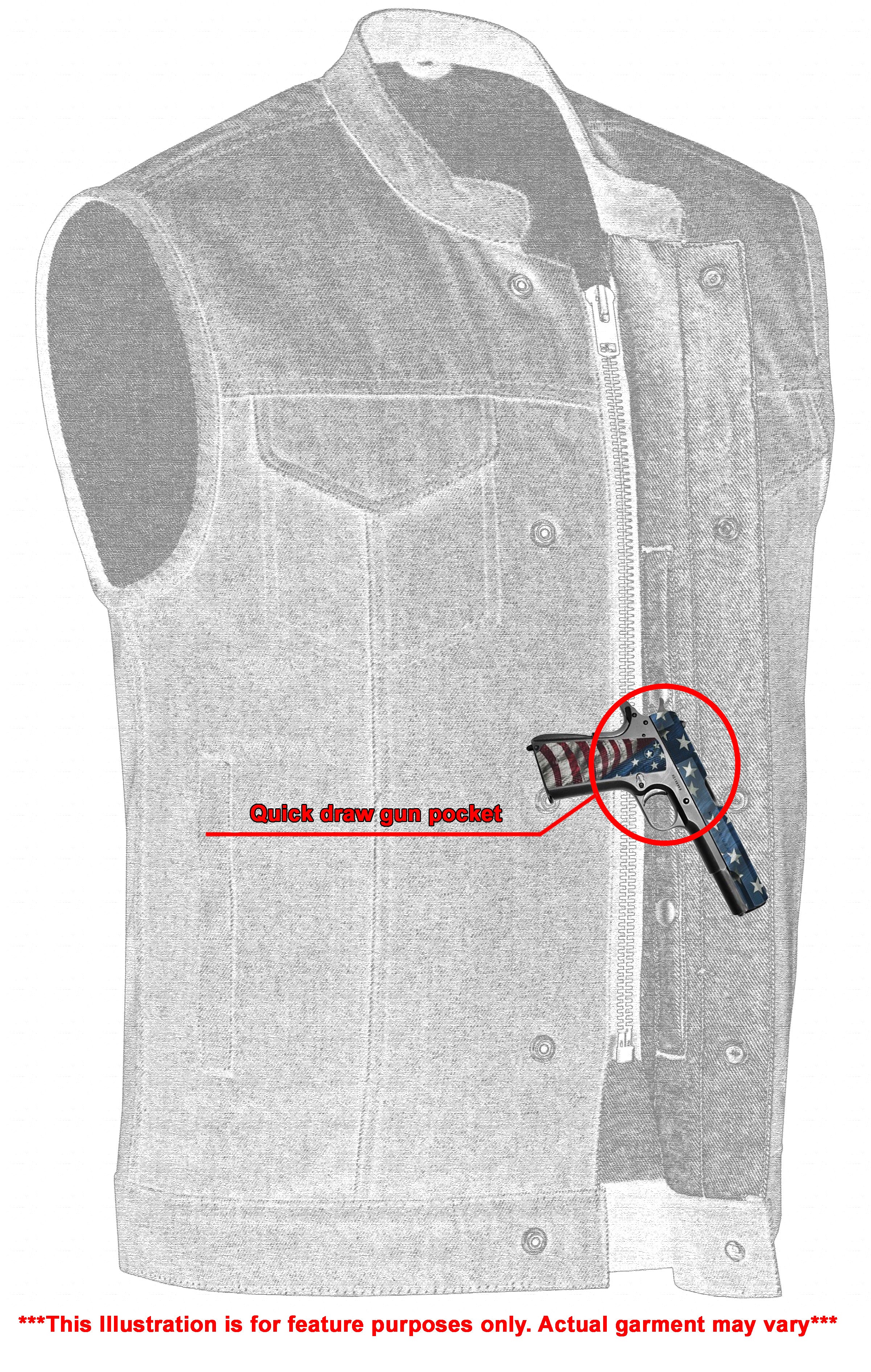 RM976 Men's Blue Rough Rub-Off Raw Finish Denim Vest