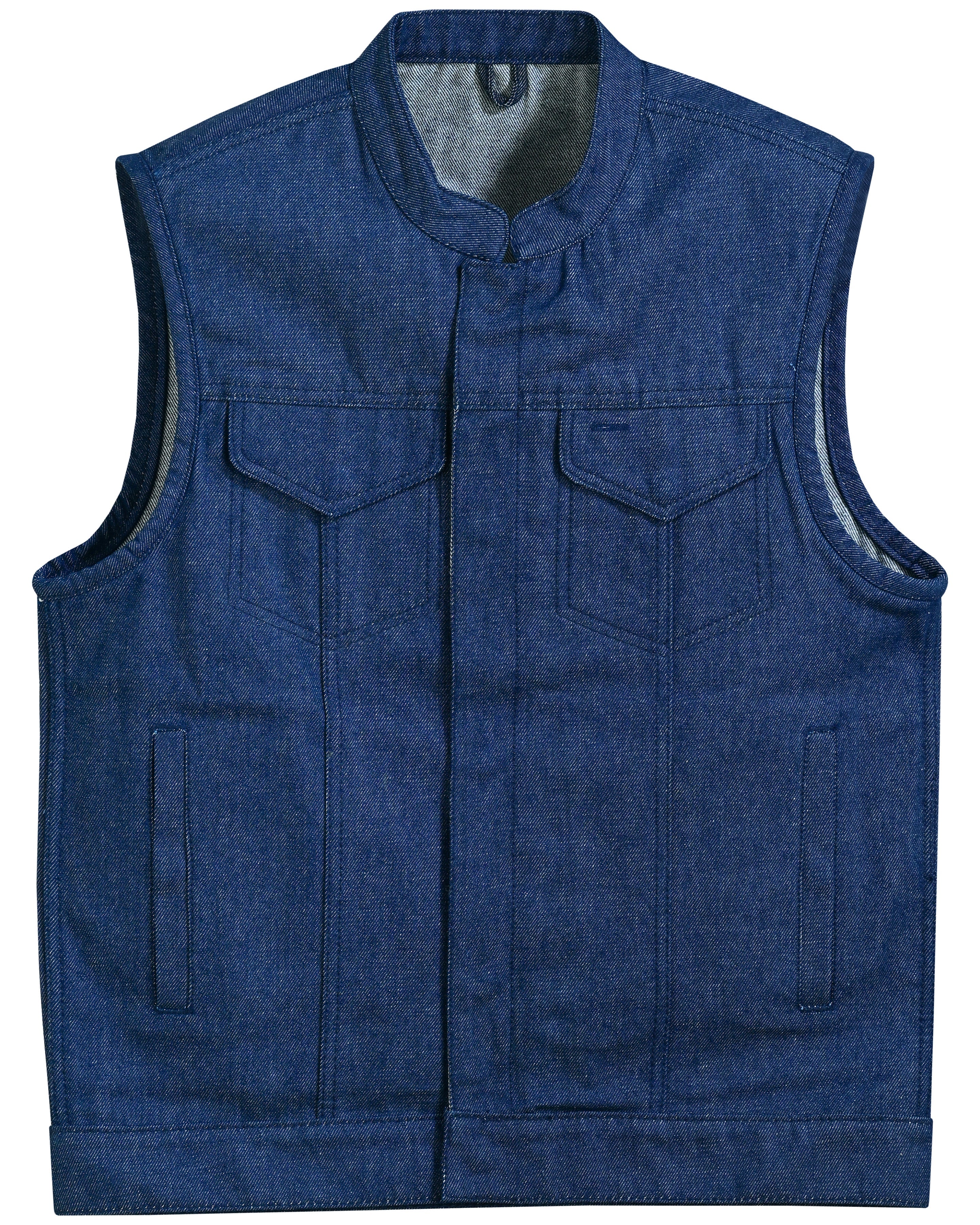 RM976 Men's Blue Rough Rub-Off Raw Finish Denim Vest