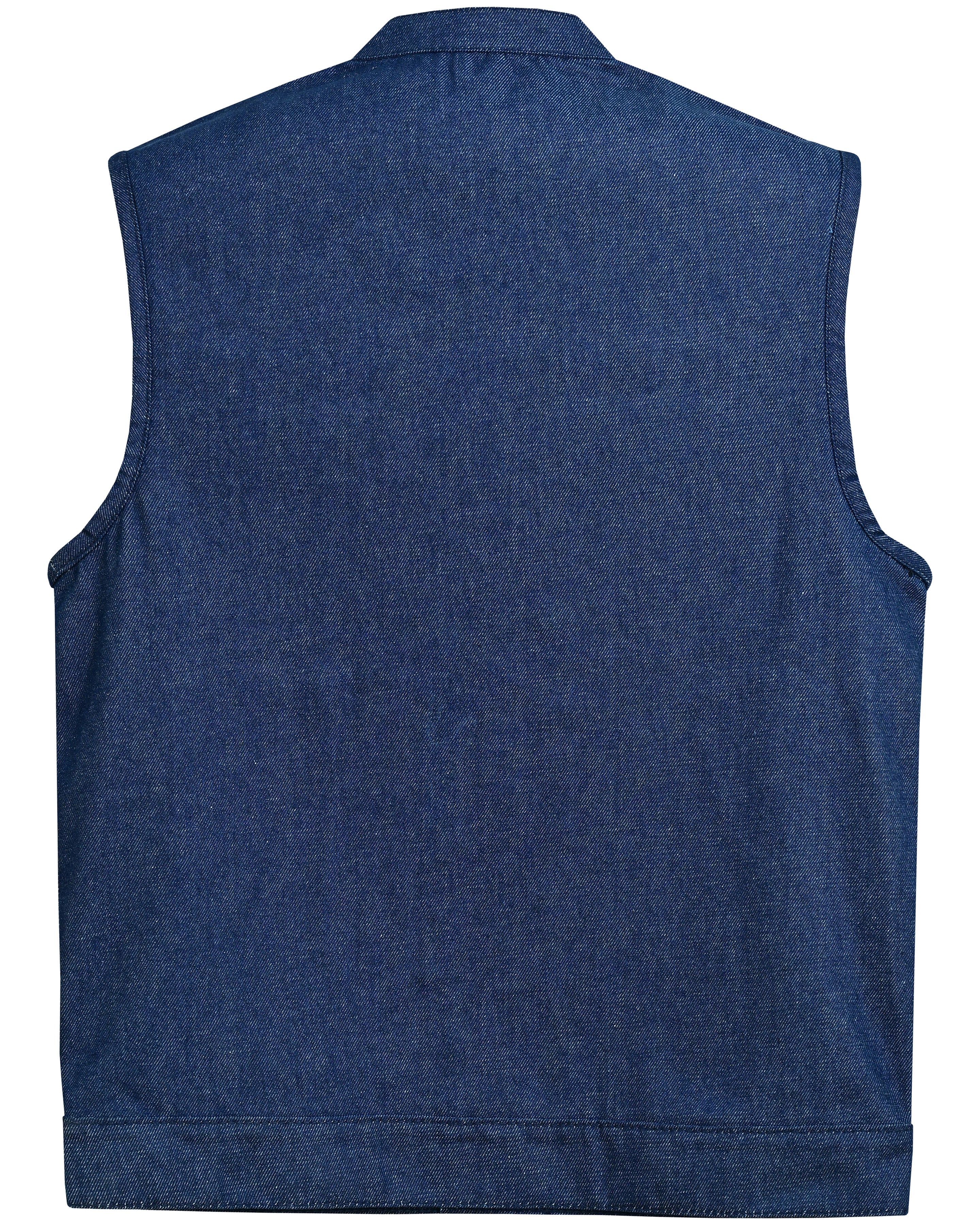 RM976 Men's Blue Rough Rub-Off Raw Finish Denim Vest