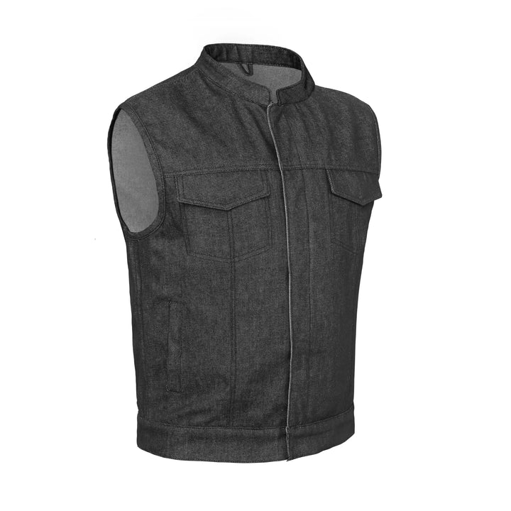 RM977 Men's Rough Rub-Off Raw Finish Denim Vest