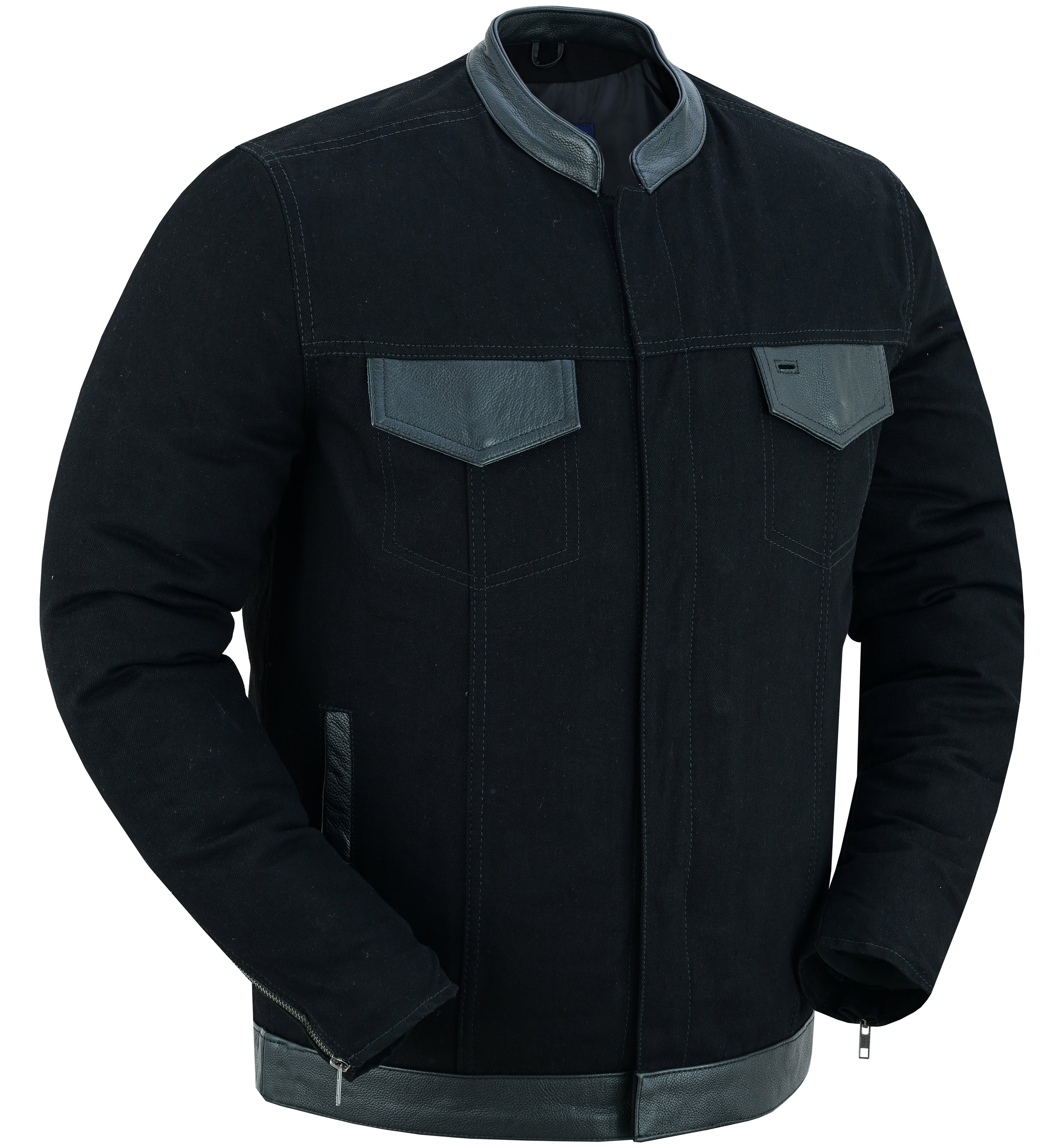 RM988 Men's Full Cut Denim Shirt W/Leather Trim