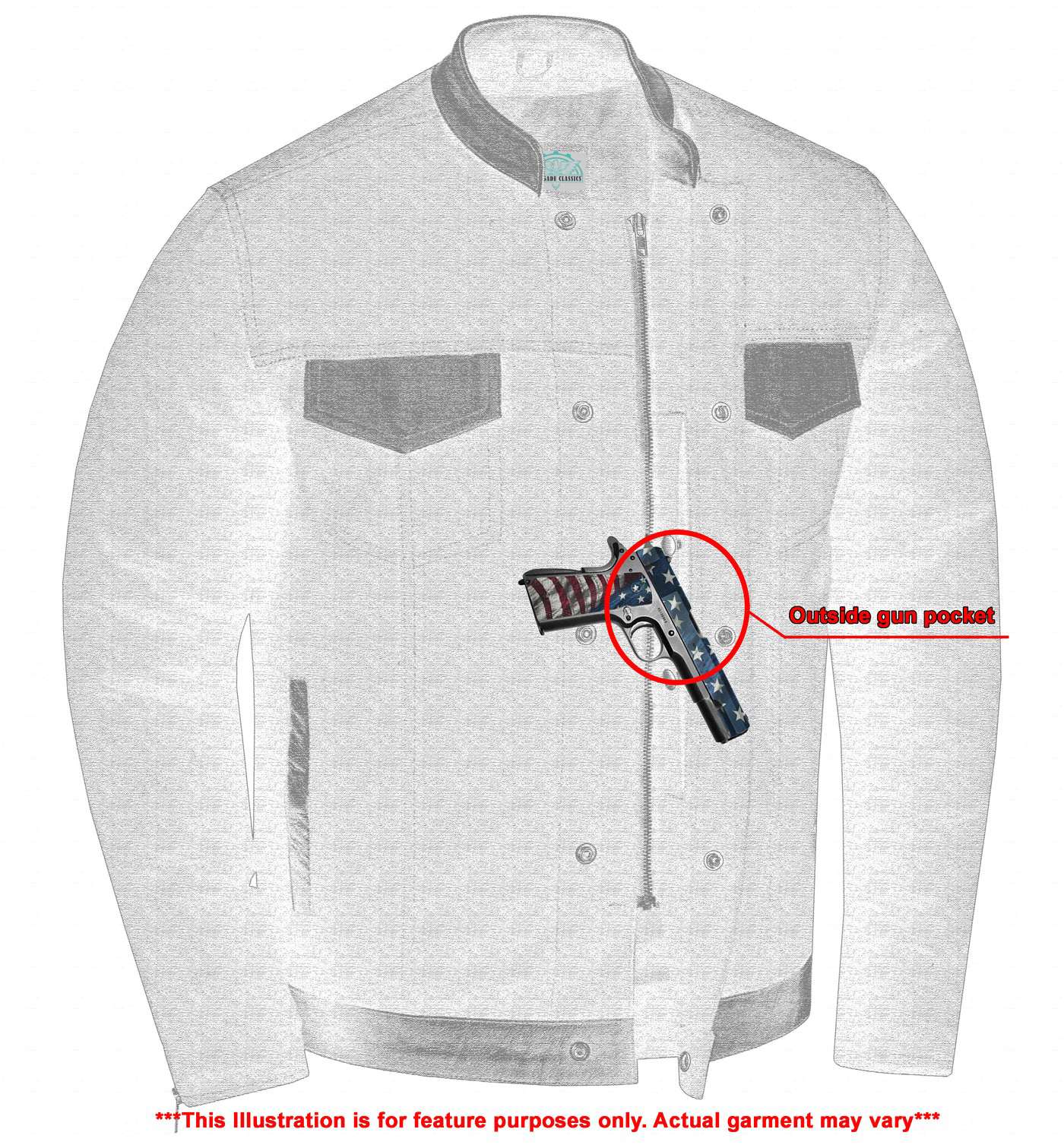 RM988 Men's Full Cut Denim Shirt W/Leather Trim