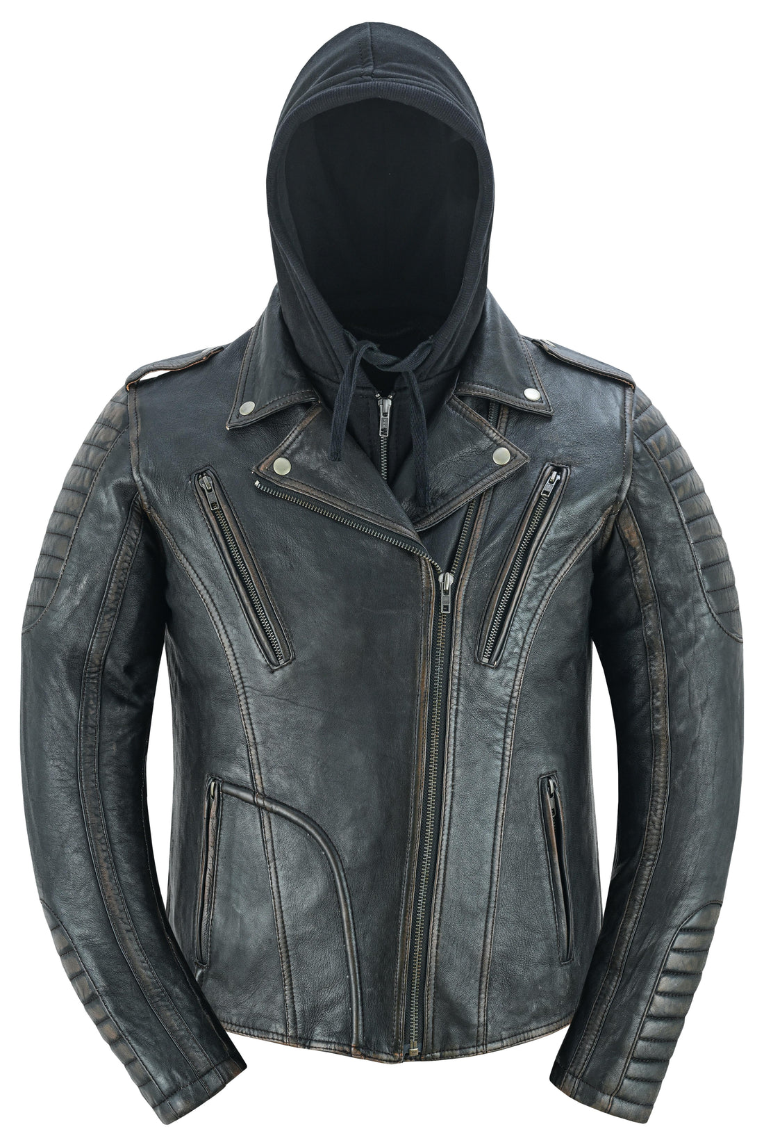 RC878 Women's Lightweight Drum Dyed Distressed Naked Lambskin M/C Jac