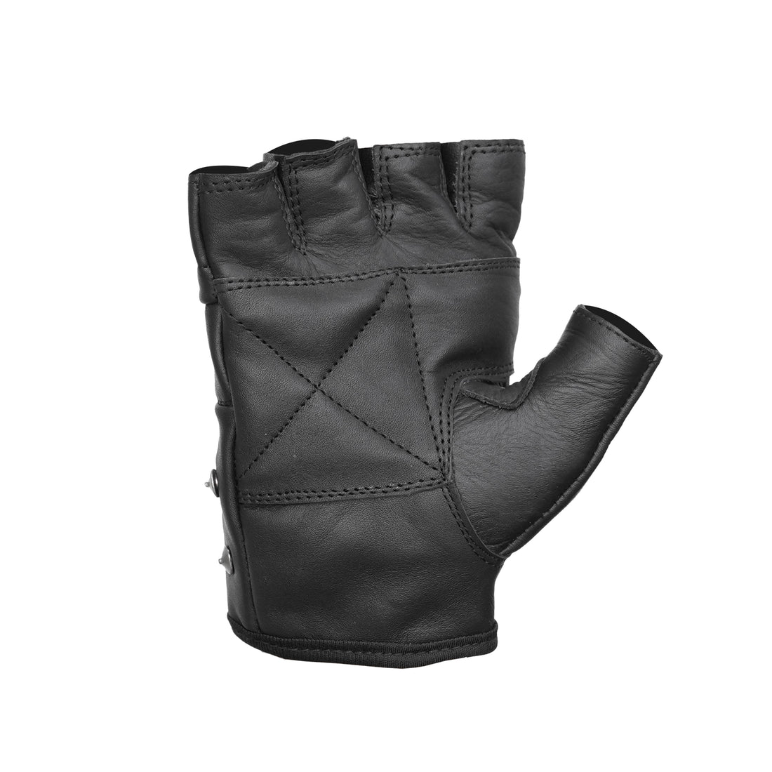 Steel Star - Men's Leather Motorcycle Fingerless Gloves