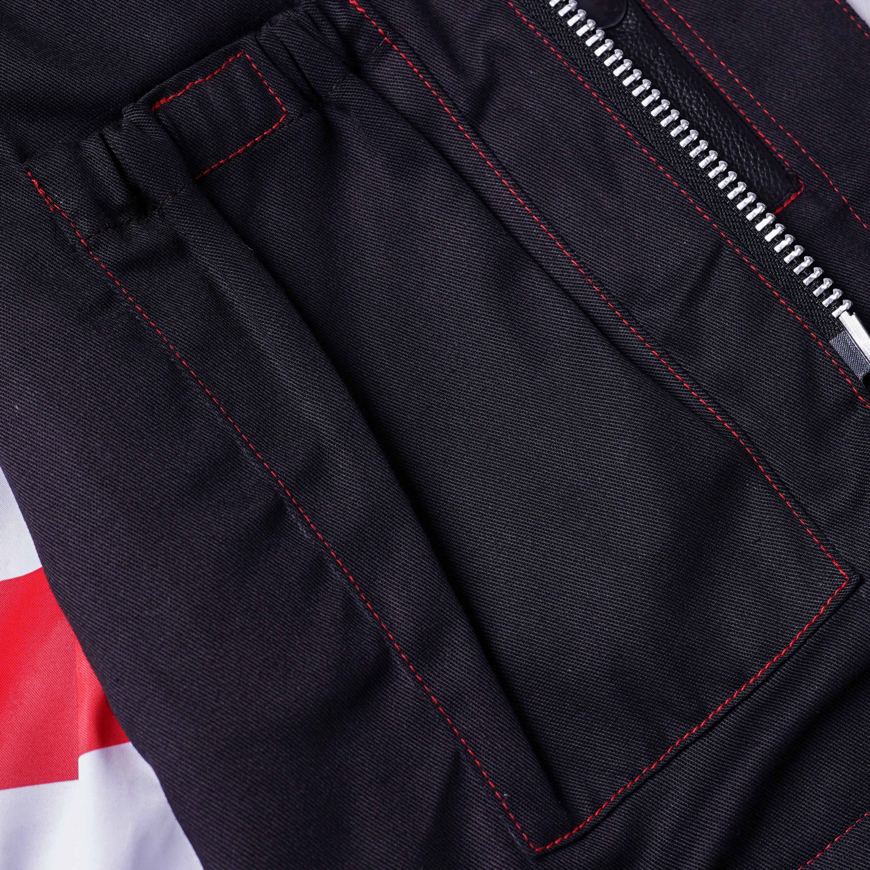 RC155 Men's Leather Vest with Red Stitching and USA Inside Flag Lining