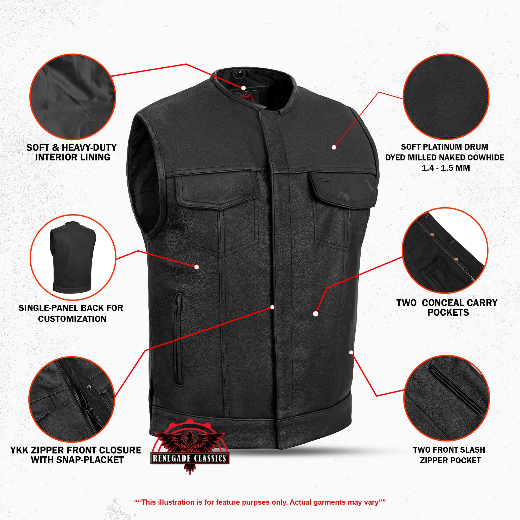 RC177 Upgraded Style Gun Pockets, Hidden #10" Black Metal Zipper, Side Zippers