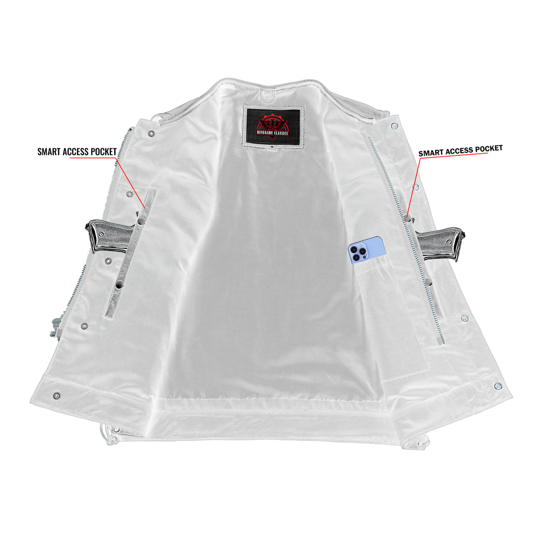 RC178 Upgraded Style Gun Pockets, Hidden 10" Gun Metal Zipper