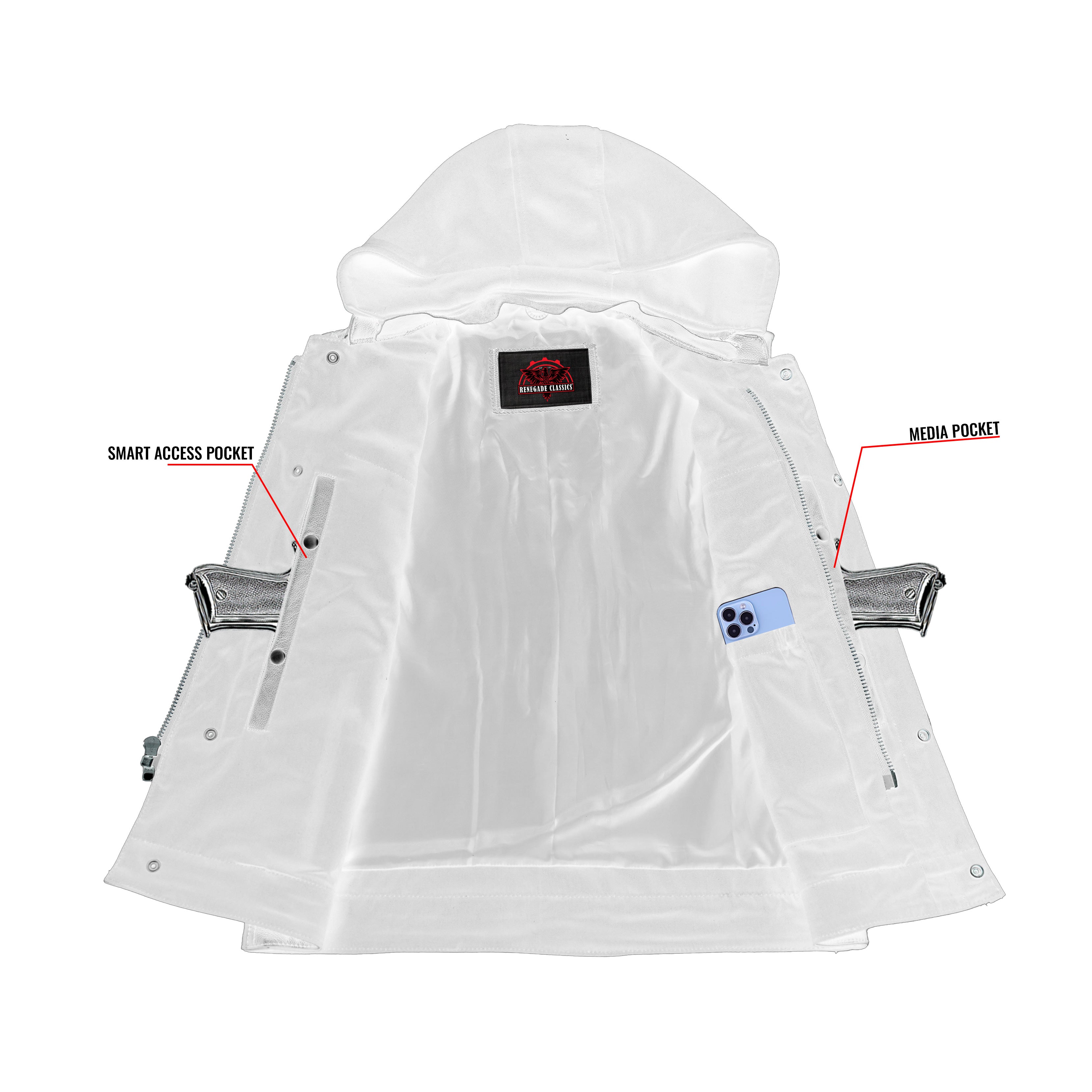 RC182 Concealed Snaps, Premium Naked Cowhide, Removable Hood & Hidden