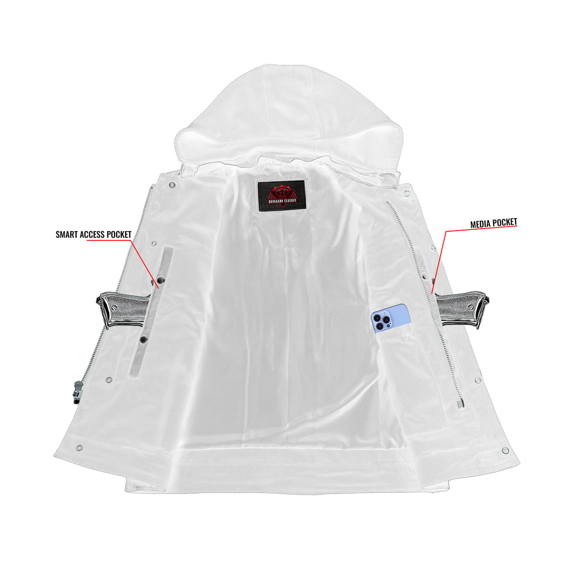 RC182 Concealed Snaps, Premium Naked Cowhide, Removable Hood & Hidden