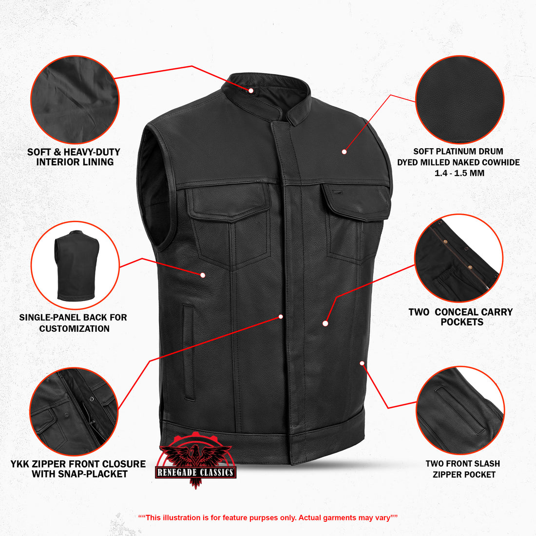 RC188 Upgraded Style Gun Pockets, Hidden 10'' Gun Metal Zipper, Side