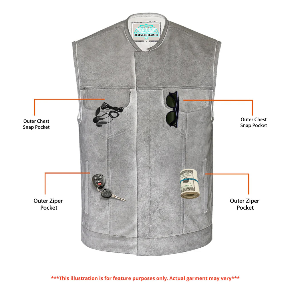 RC191V Concealed Snaps, Premium Naked Cowhide, Hidden Zipper, w/o Col