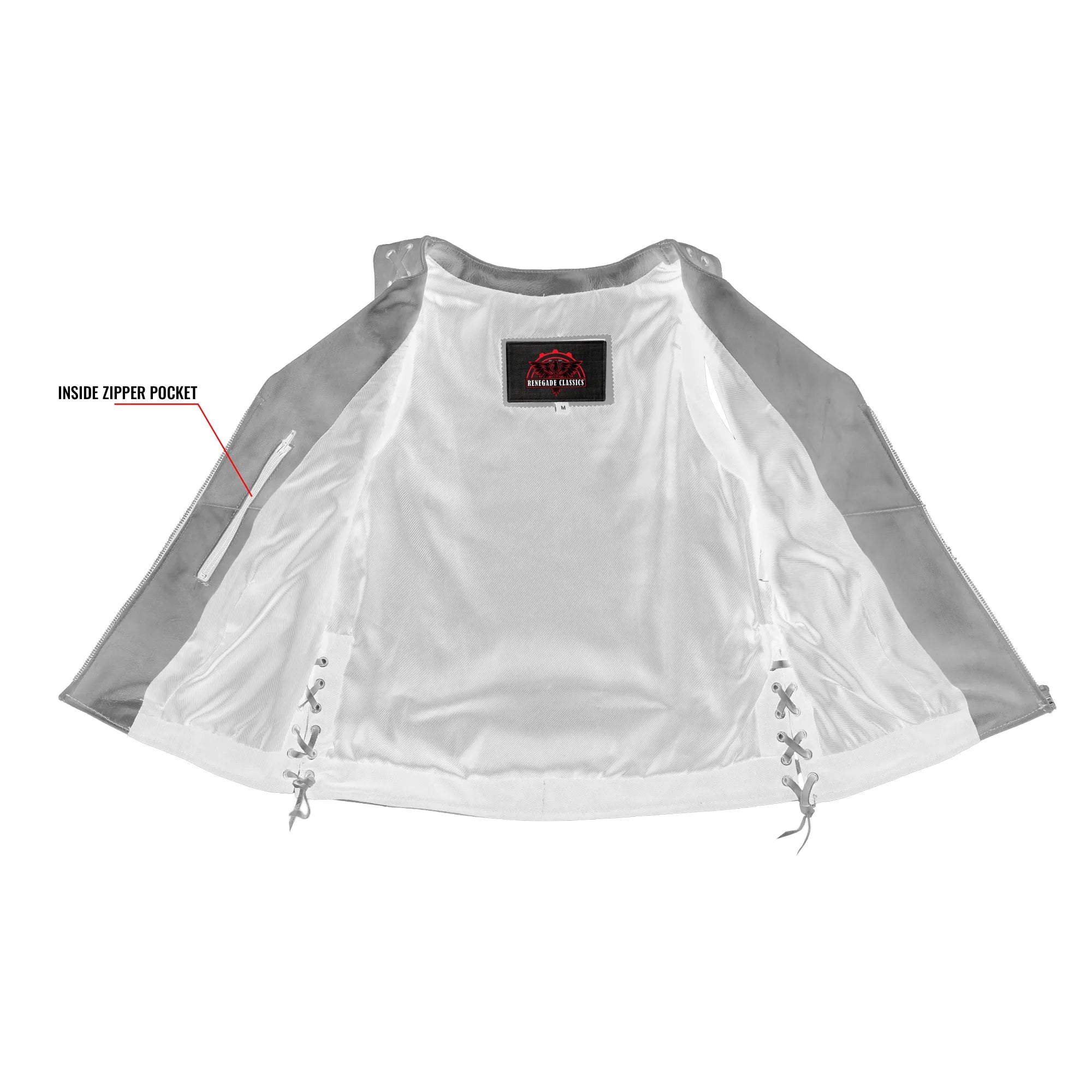 RC236 Women's Brown Zippered Vest with Lacing Details