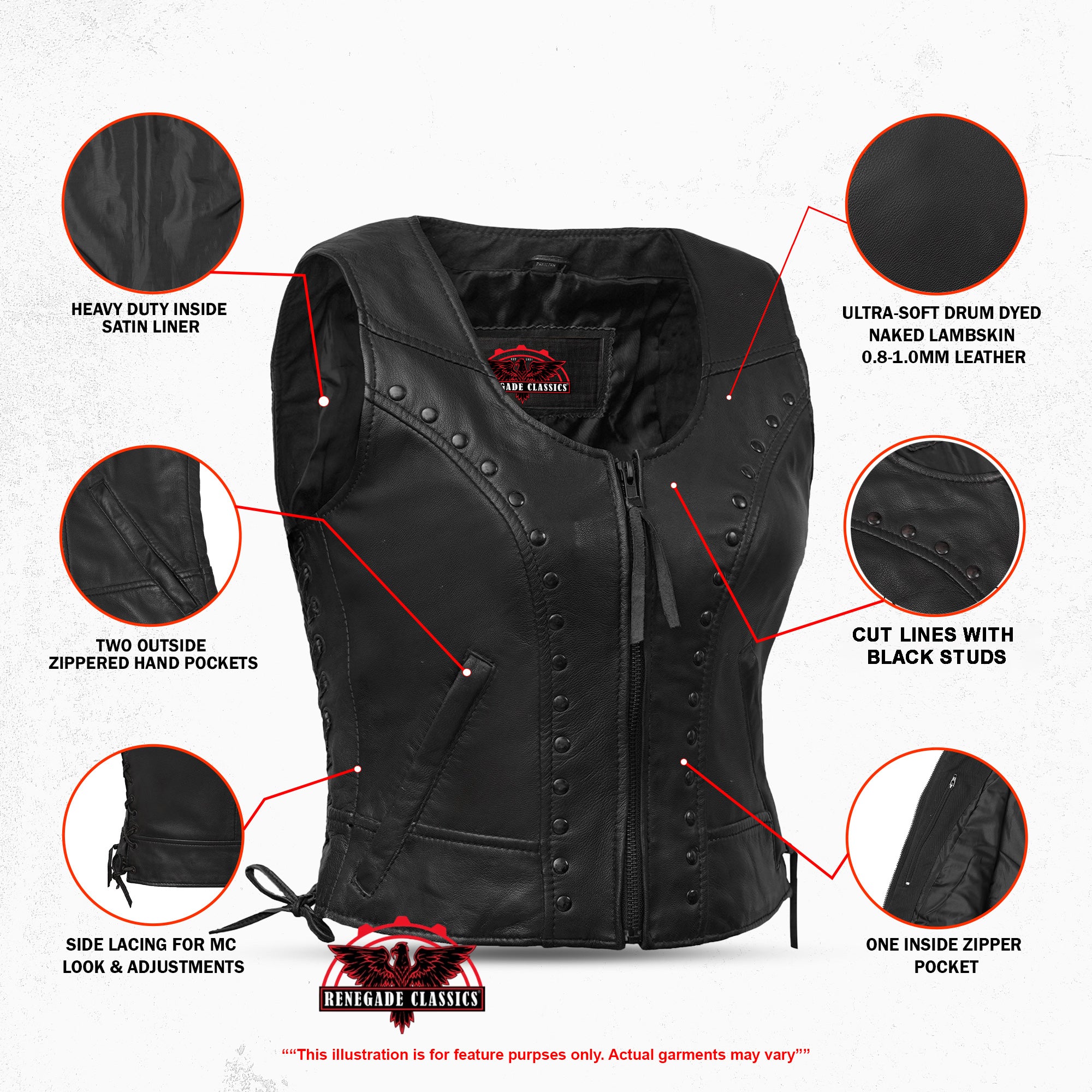 RC241 Women's Lightweight Vest with Rivets Detailing