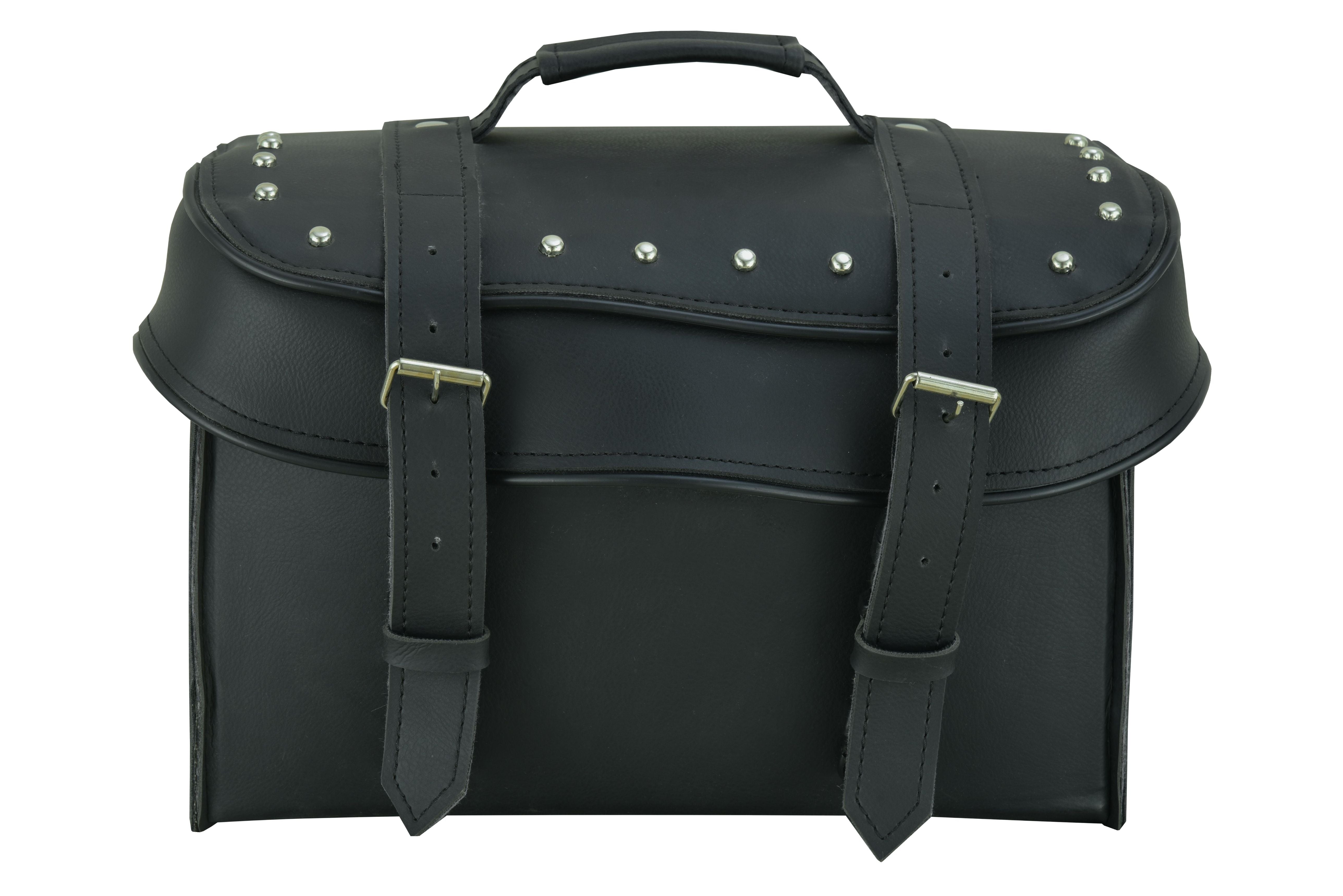 RC350S Leather Black PVC Large 4 Piece Motorcycle Touring Tail Bag wi