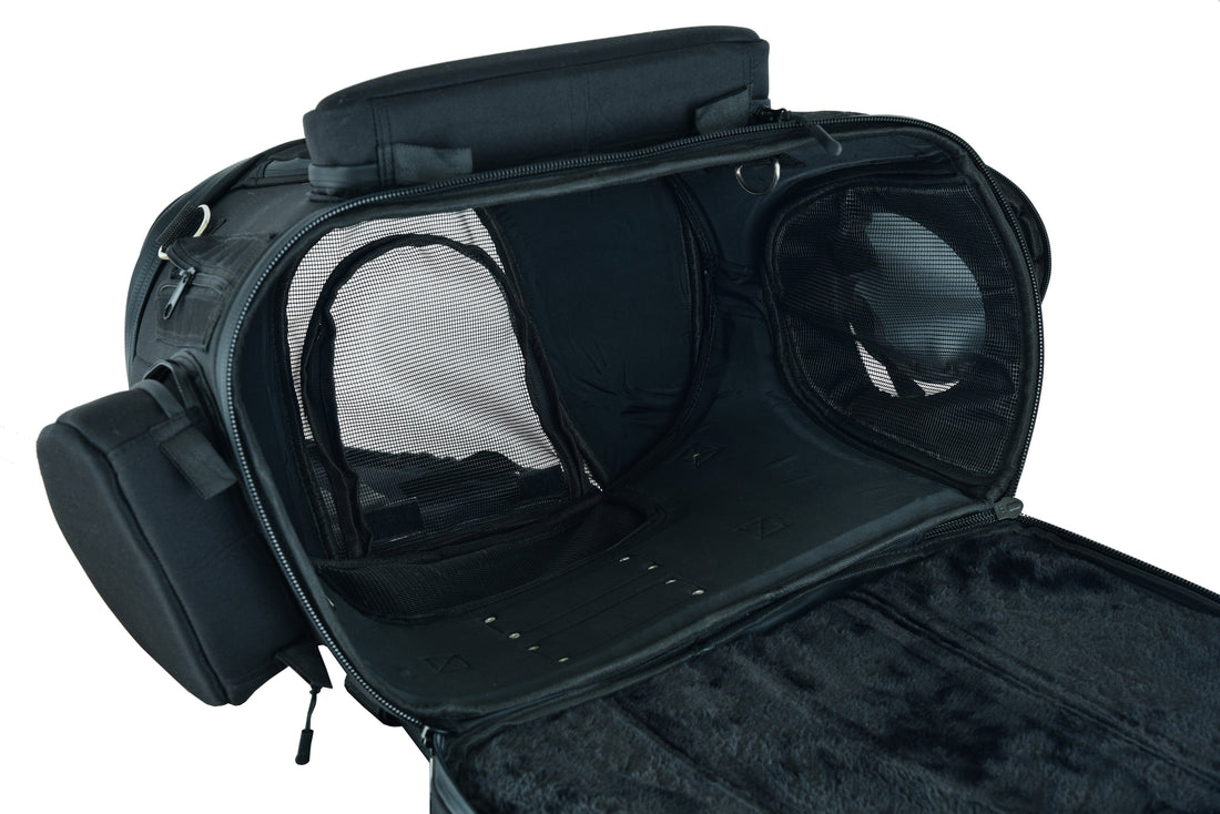 RC388 Renegade Classics Black Heavy Duty Textile Motorcycle Pet Carrier Si