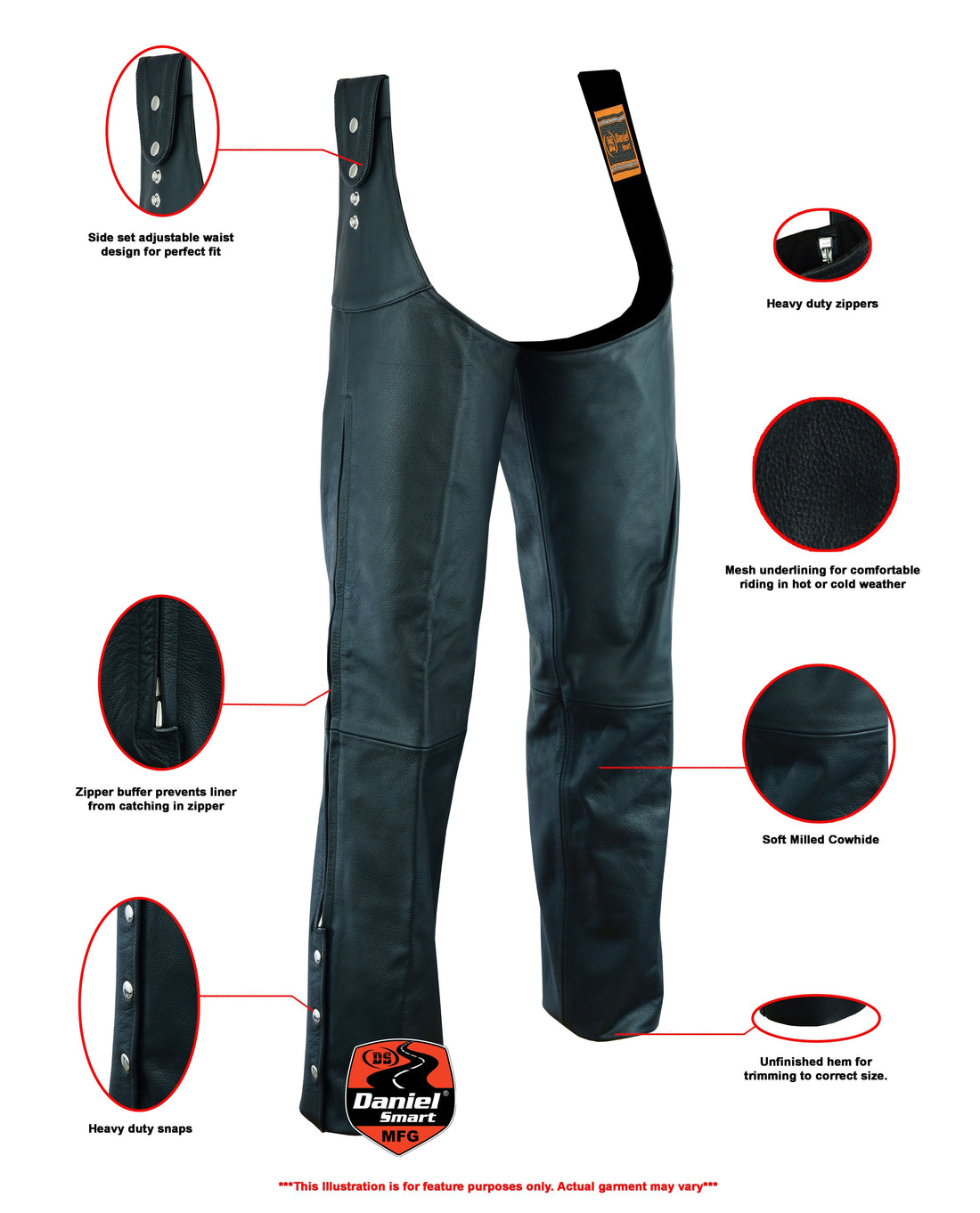 RC424 Unisex Adjustable Side Snap Beltless Chap
