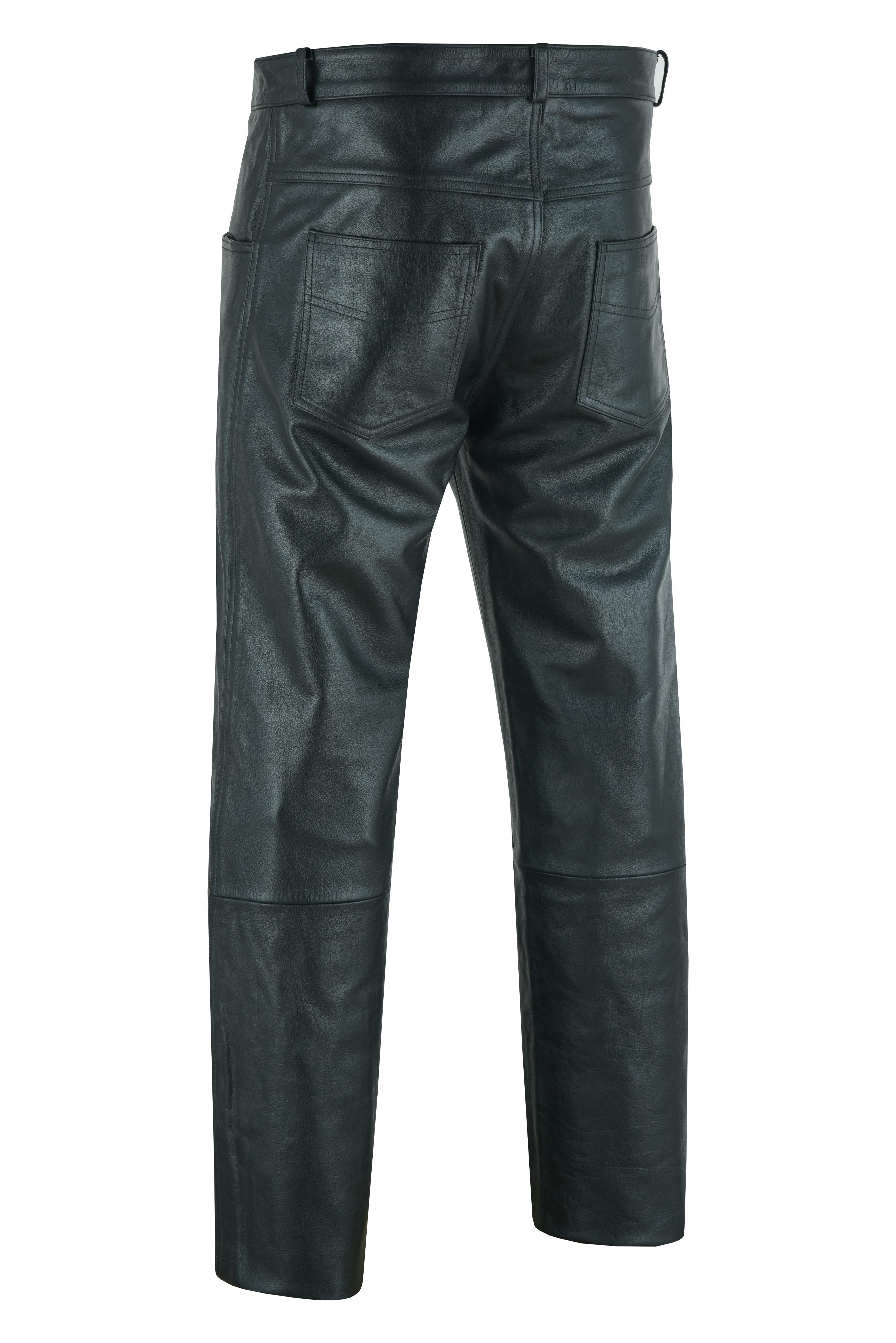 RC451 Men's Black Classic 5 Pocket Casual Motorcycle Leather Pants