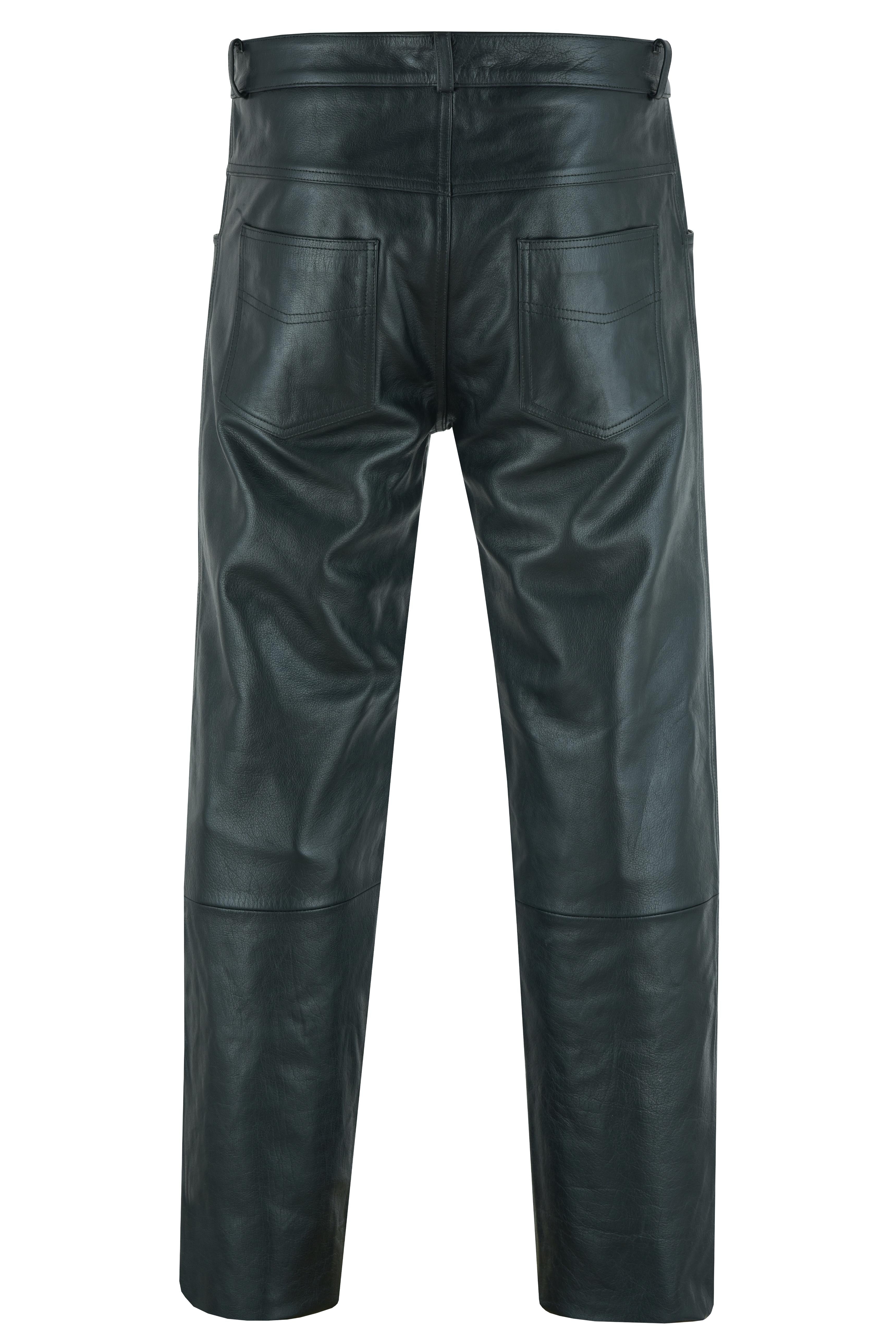 RC451 Men's Black Classic 5 Pocket Casual Motorcycle Leather Pants