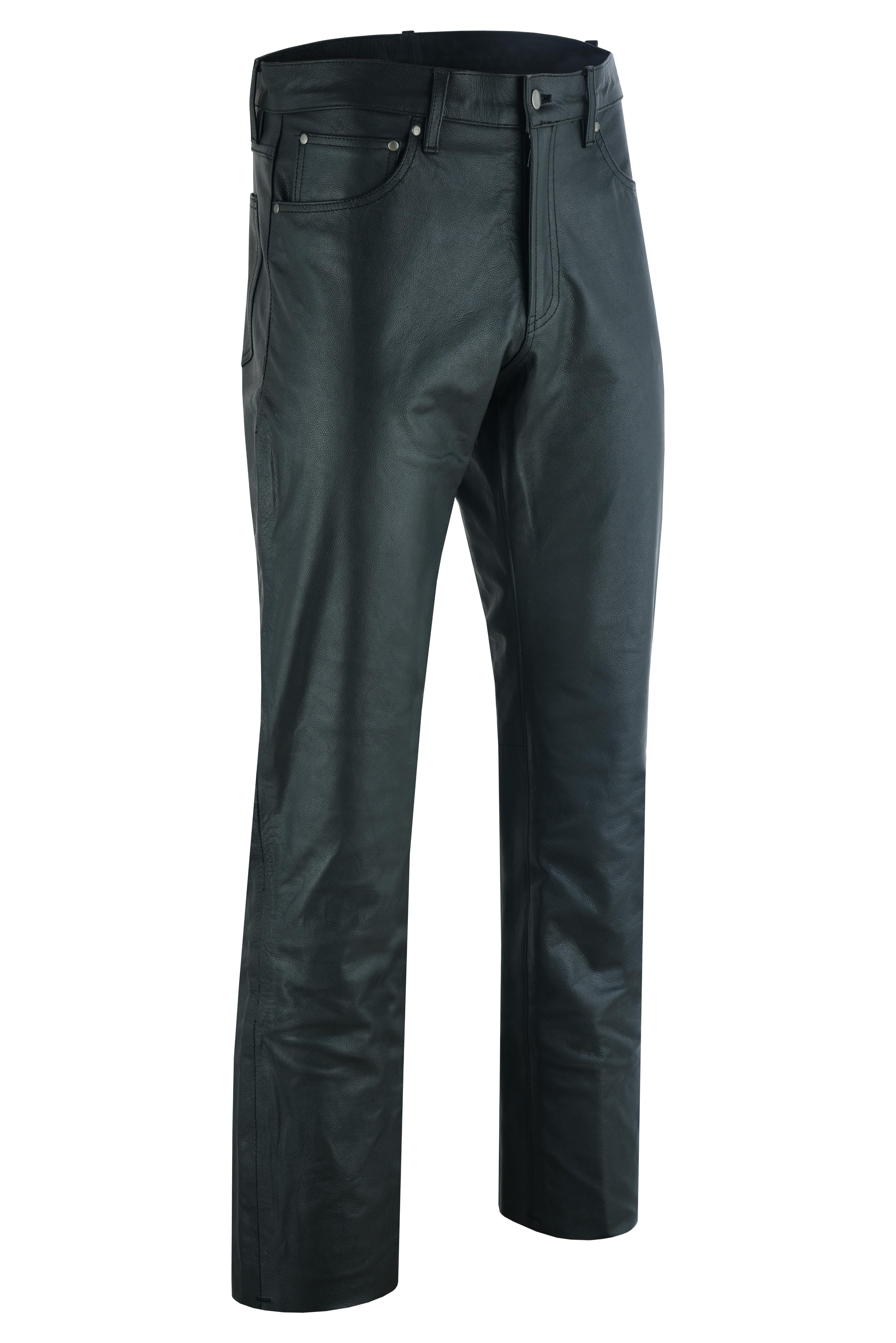 RC452 Women's Classic 5 Pocket Black Casual Motorcycle Leather Pants