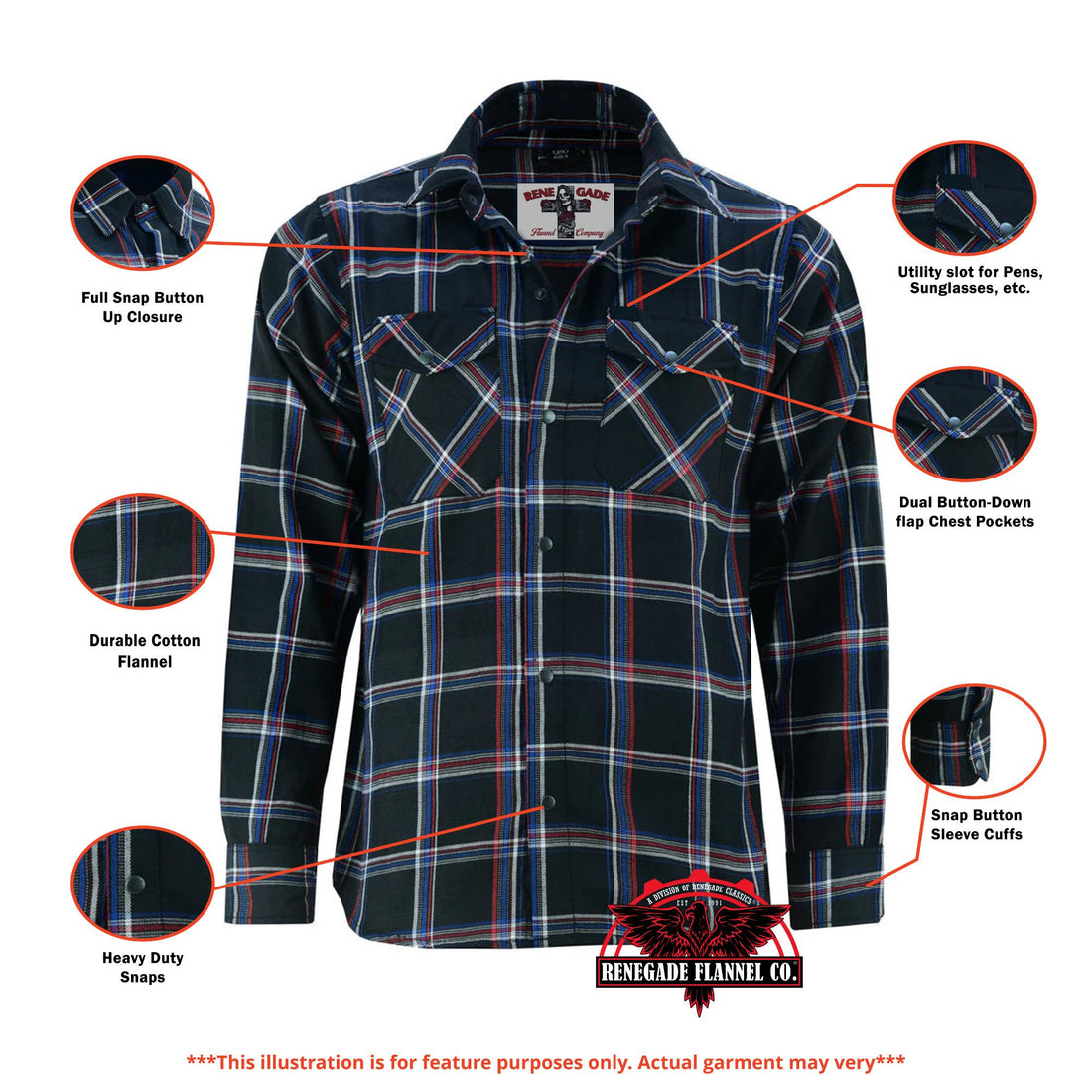 Flannel Shirt - Black, Red and Blue LVAD Gear Flannel