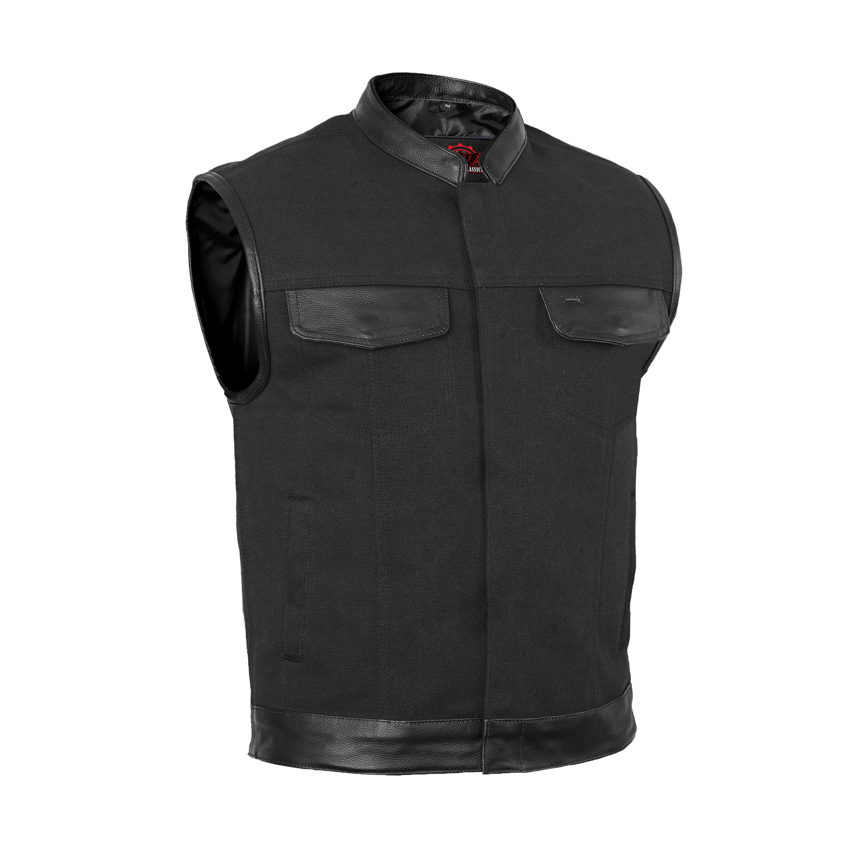 RC685 Canvas Material Single Back Panel Concealment Vest W/Leather Trimming