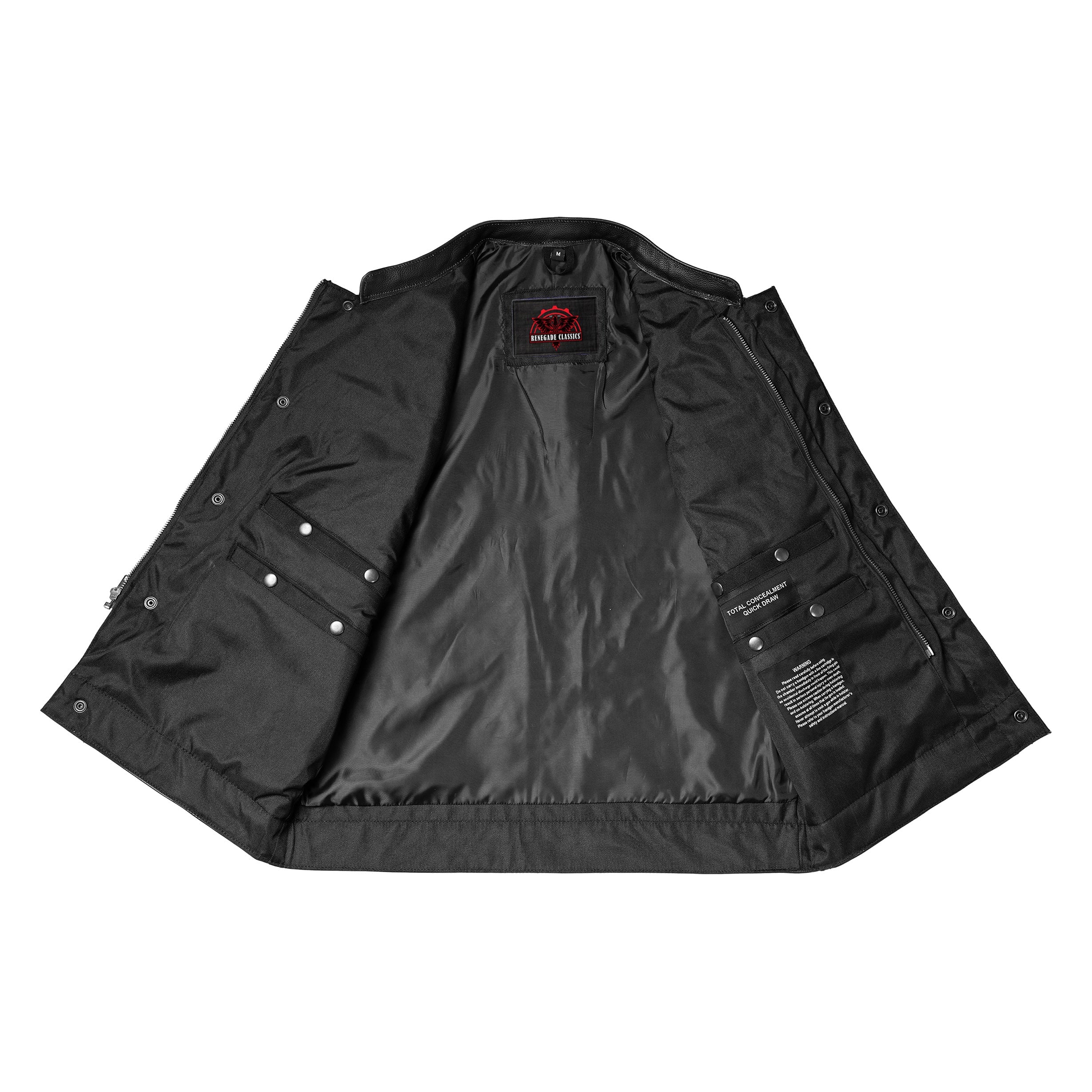 RC685 Canvas Material Single Back Panel Concealment Vest W/Leather Trimming