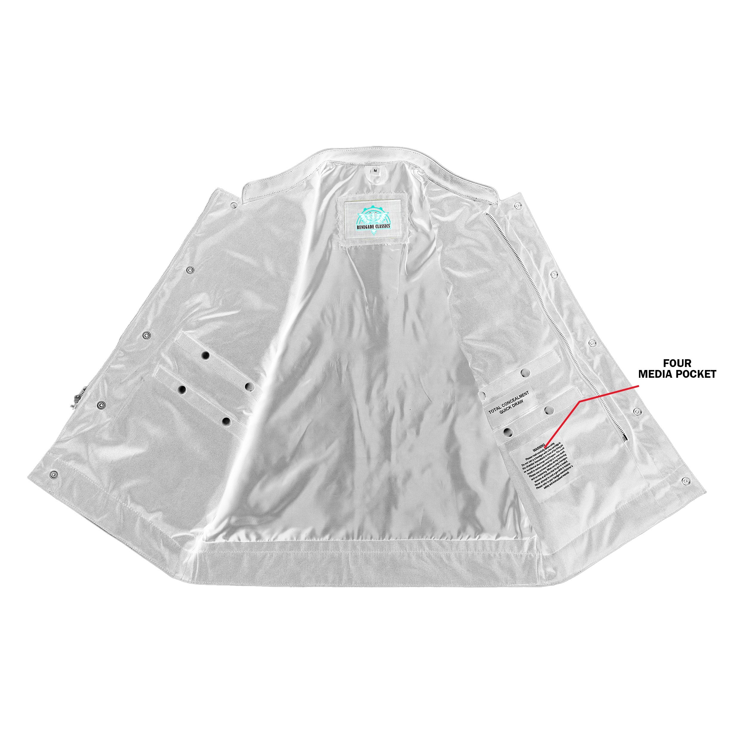 RC685 Canvas Material Single Back Panel Concealment Vest W/Leather Trimming