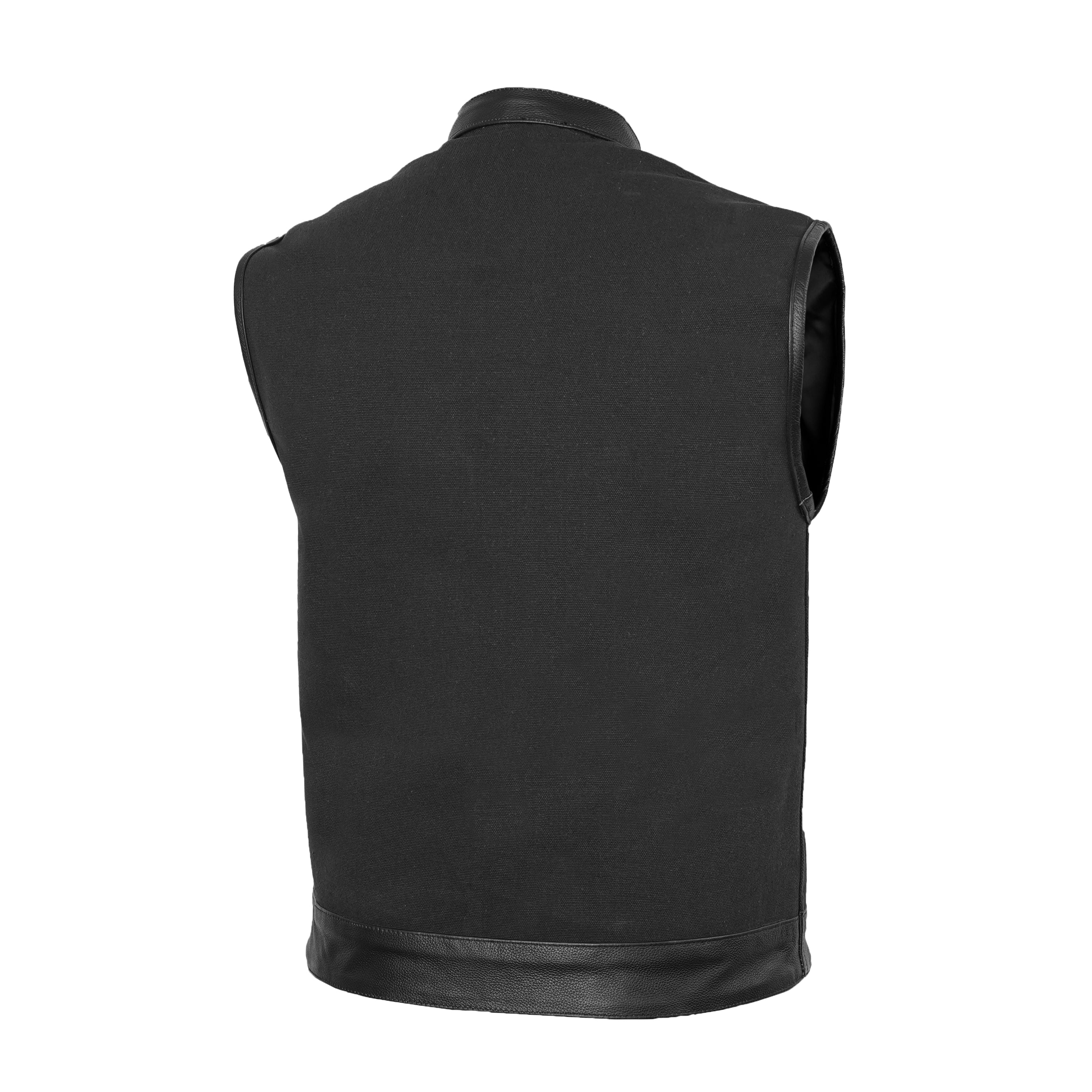 RC685 Canvas Material Single Back Panel Concealment Vest W/Leather Trimming