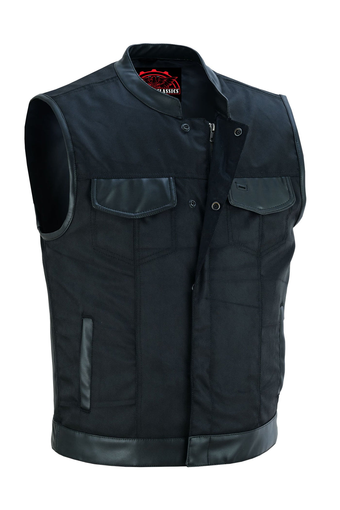 RC689 Concealed Snap Closure, Textile Material, Scoop Collar & Hidden