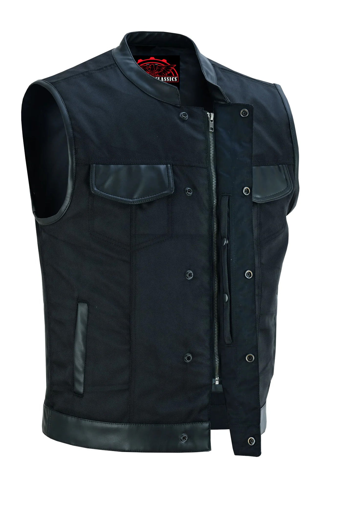 RC689 Concealed Snap Closure, Textile Material, Scoop Collar & Hidden