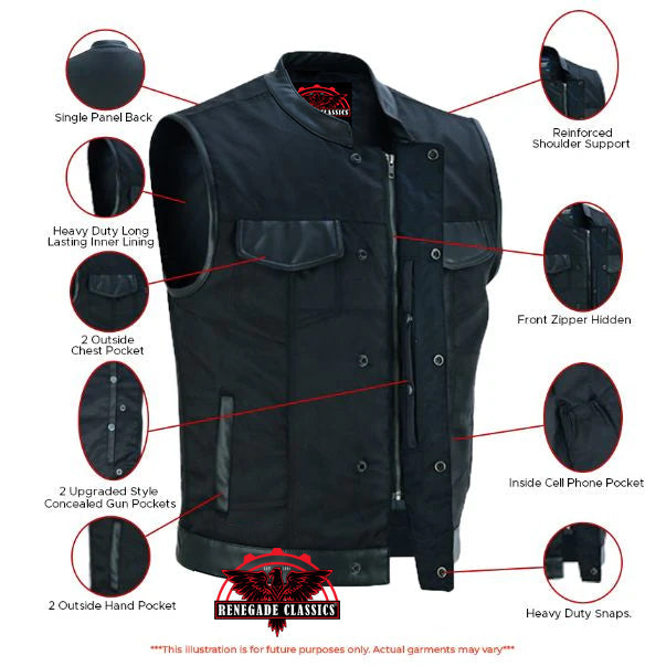 RC689 Concealed Snap Closure, Textile Material, Scoop Collar & Hidden
