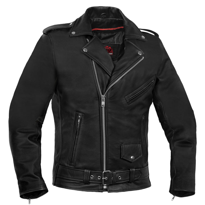 RC712TALL Men's Classic Plain Side Police Style M/C Jacket - TALL