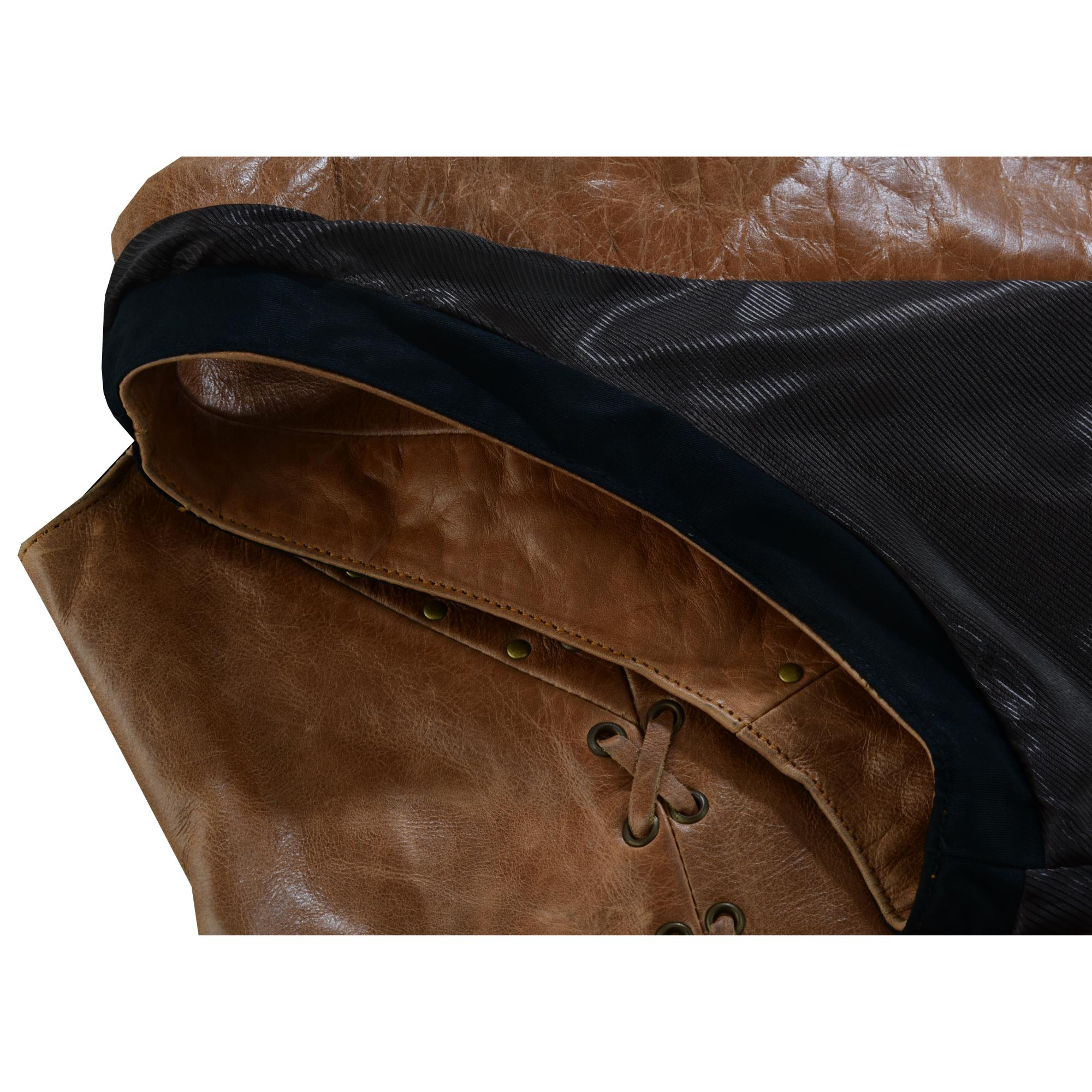 RC236 Women's Brown Zippered Vest with Lacing Details